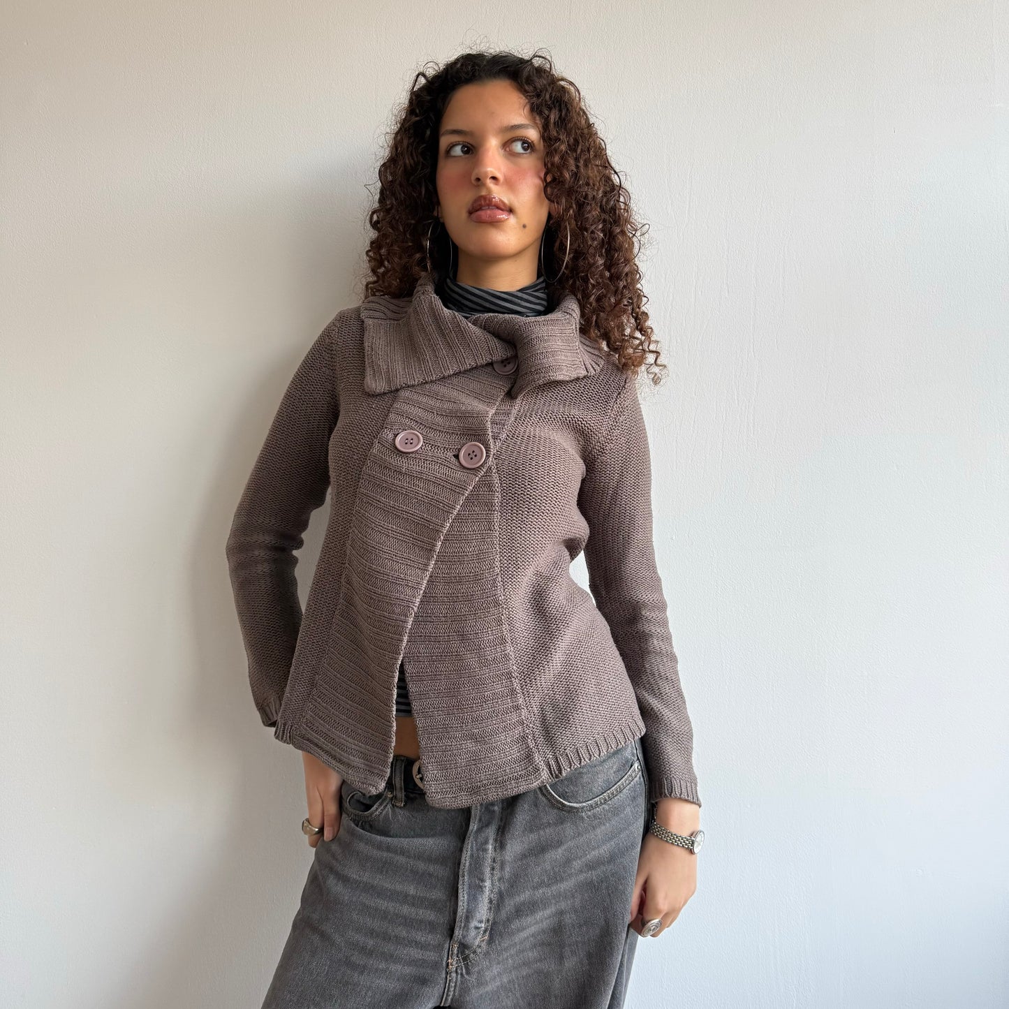 Taupe chunky knit - Size S
