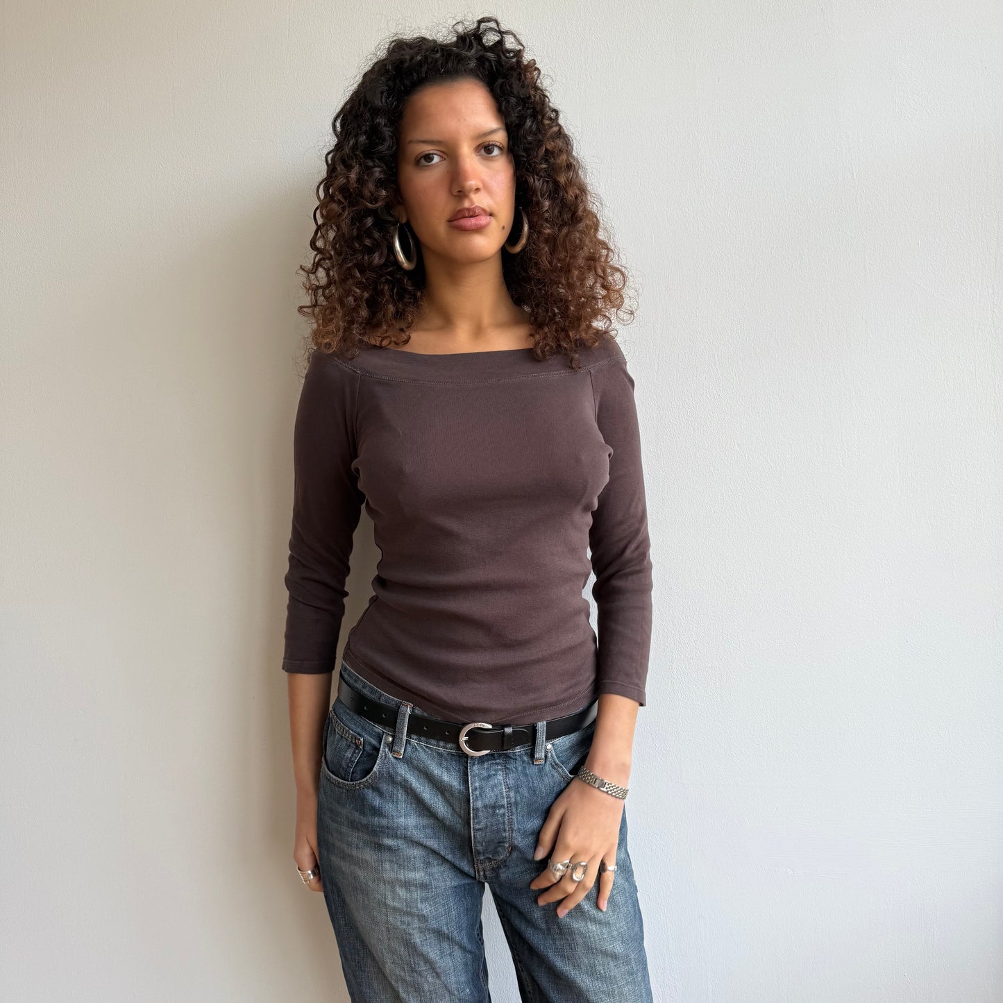 Brown 3/4 sleeve top - Size M