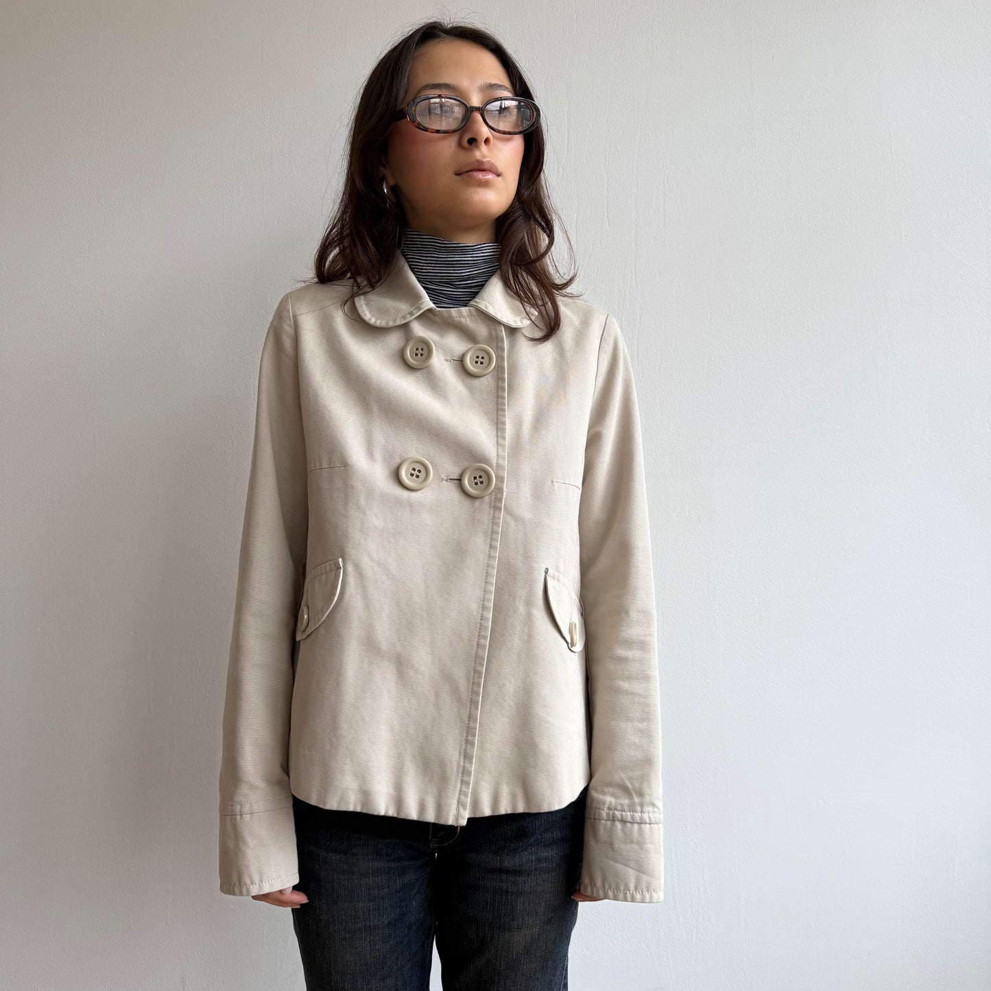Cream peacoat - Size S/M