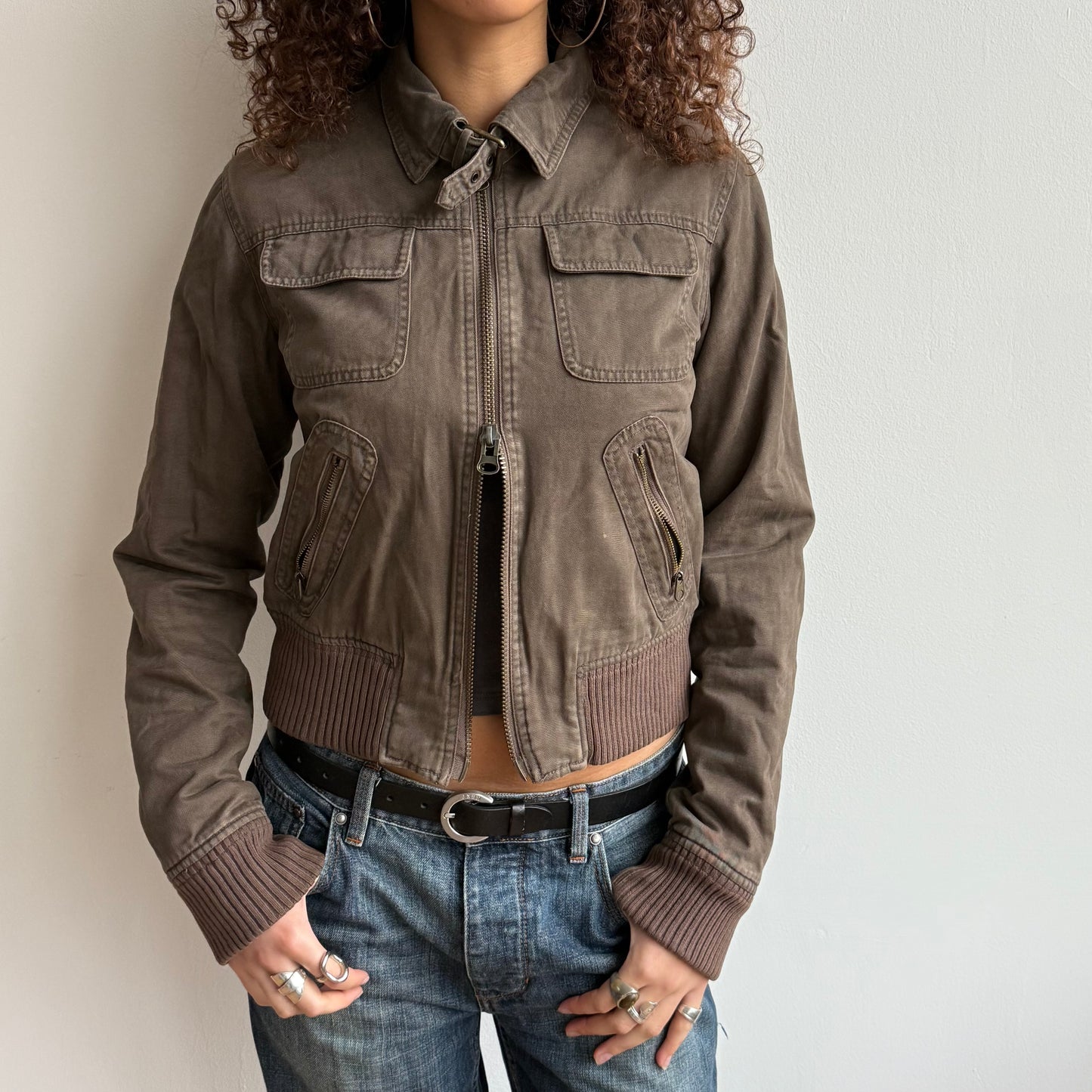 Brown cargo bomber jacket - Size S
