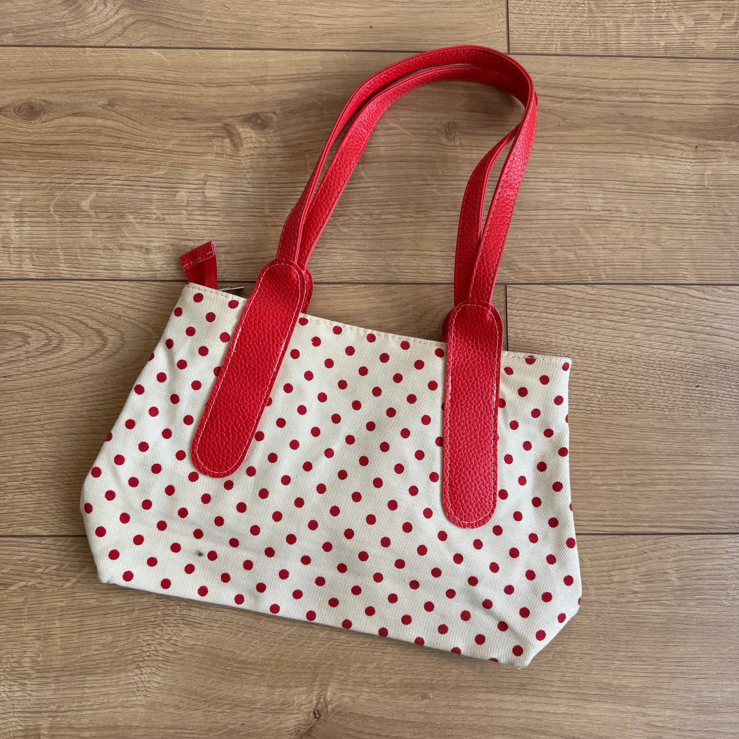 Red polka dot bag