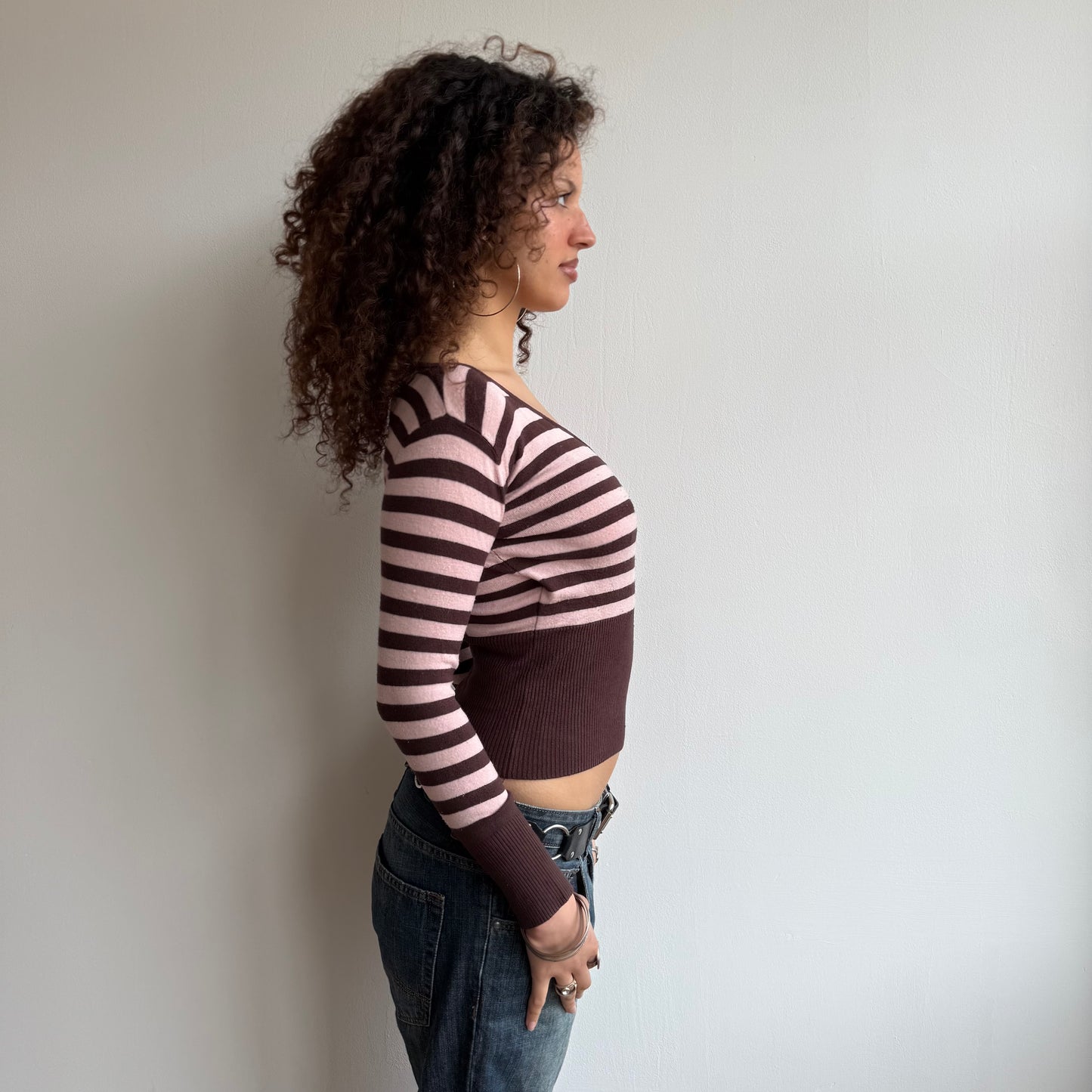 Pink and brown ballet wrap knit - Size S
