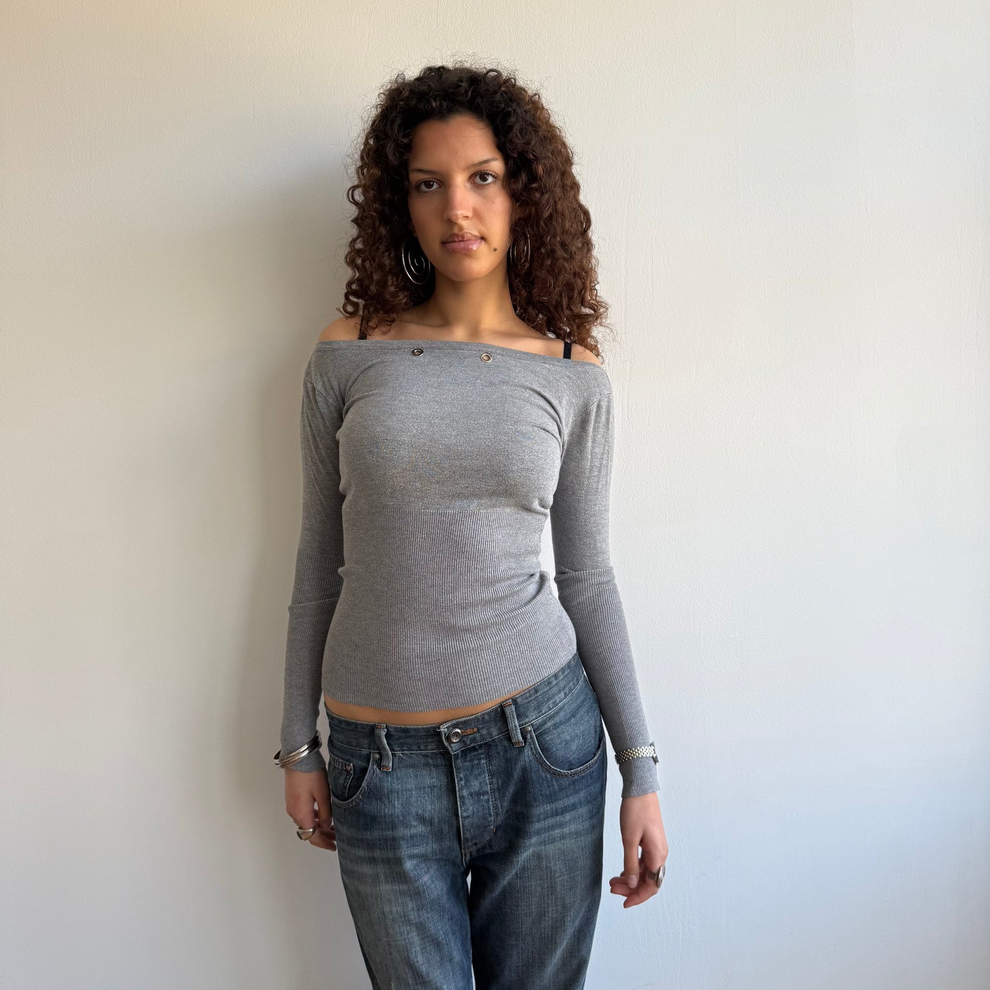 Grey grommet knit - Size S
