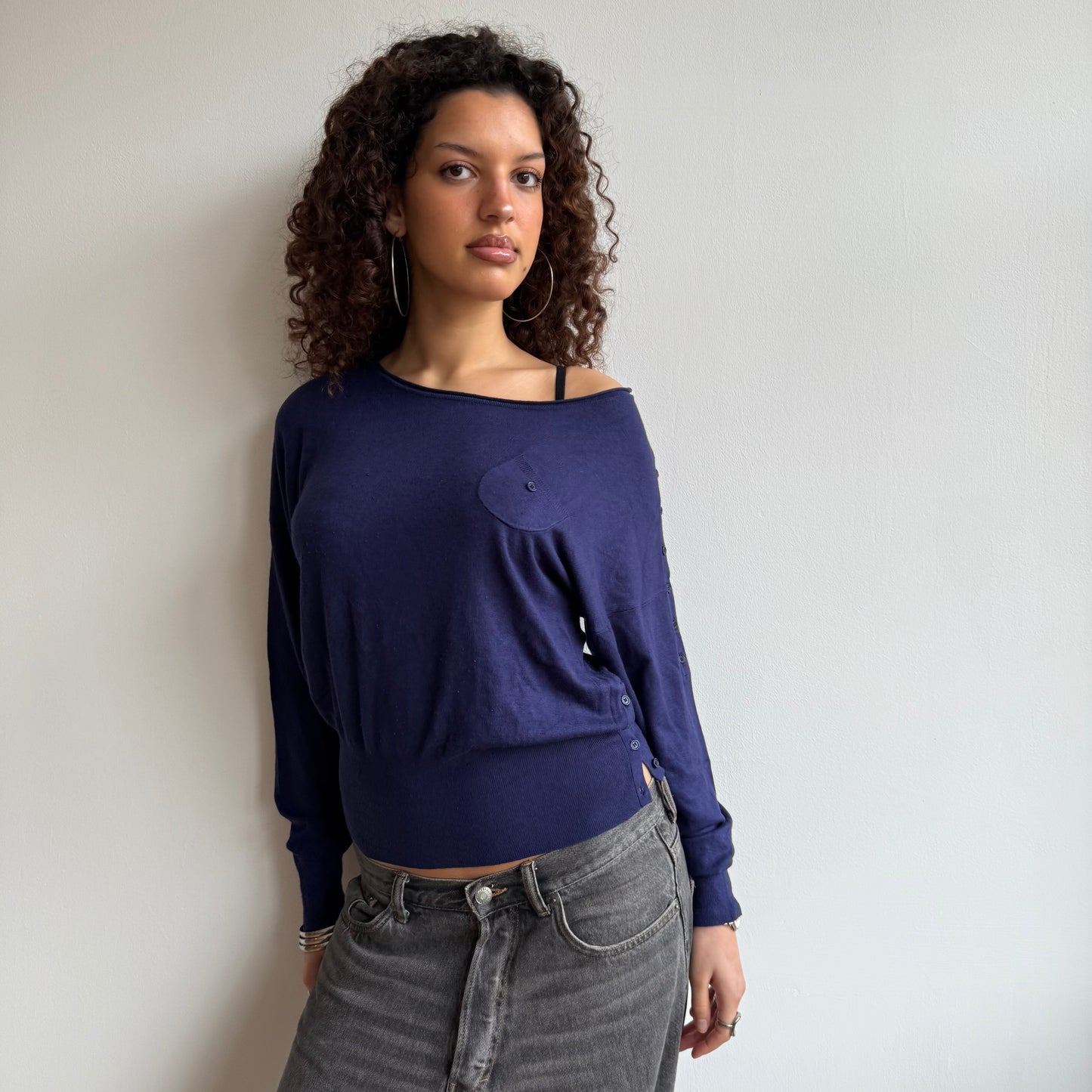 Blue slouchy knit jumper - Size S