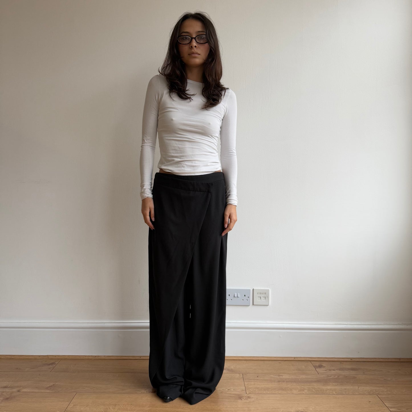 Black wrap front trousers - Size S