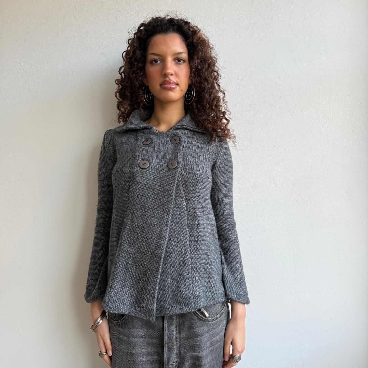 Grey knit pea jumper - Size M