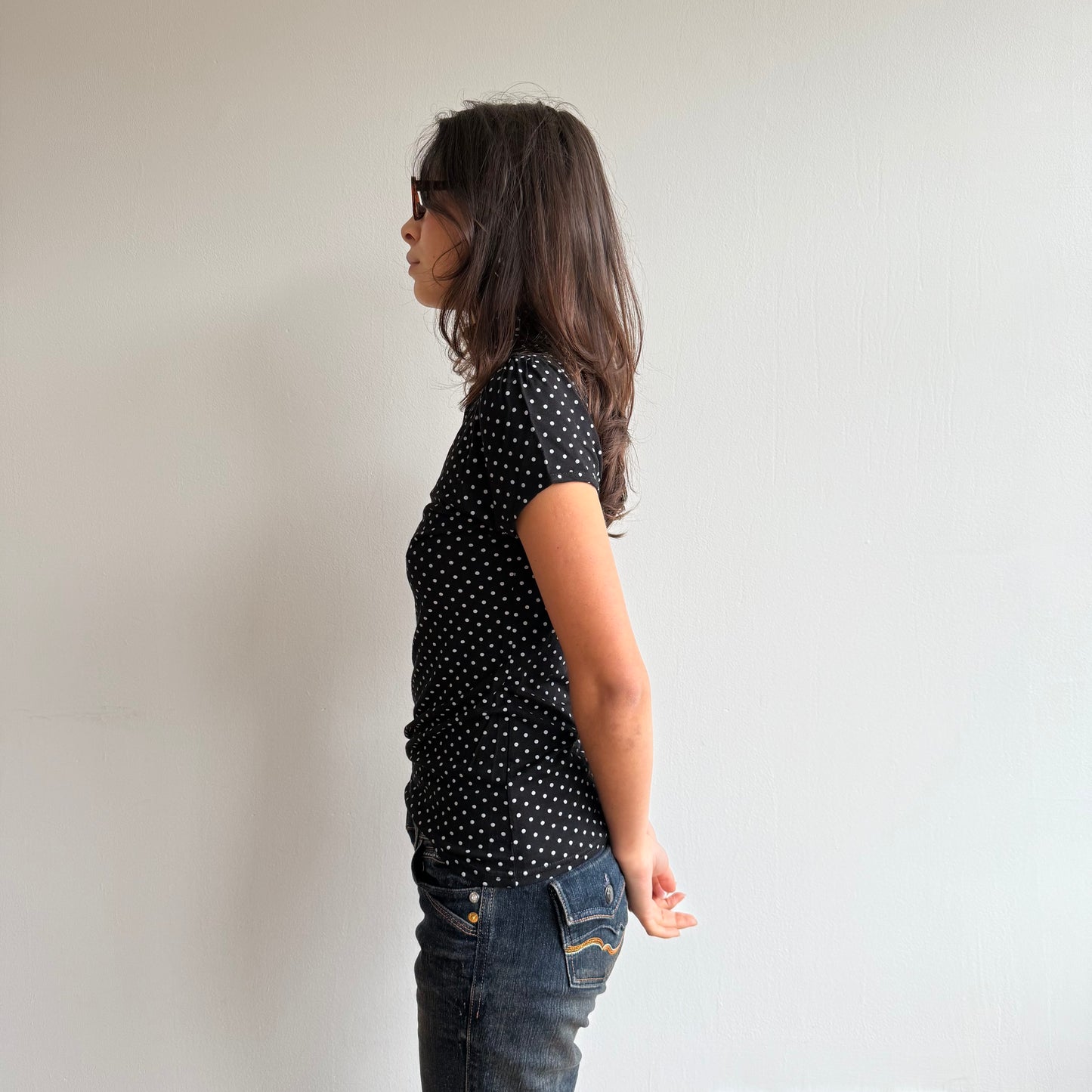 Polka dot high neck top - Size S