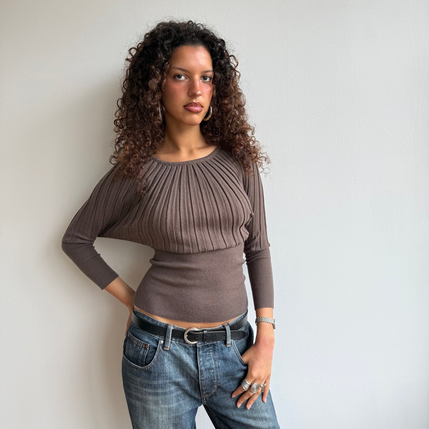 Brown batwing knit - Size S