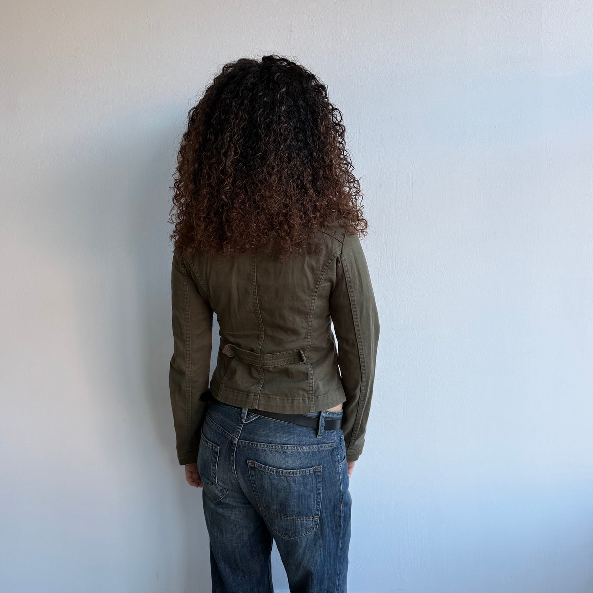 Khaki zip military jacket - Size S/M