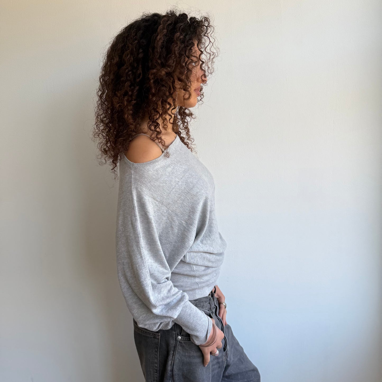 Light grey slouchy knit jumper - Size S/M