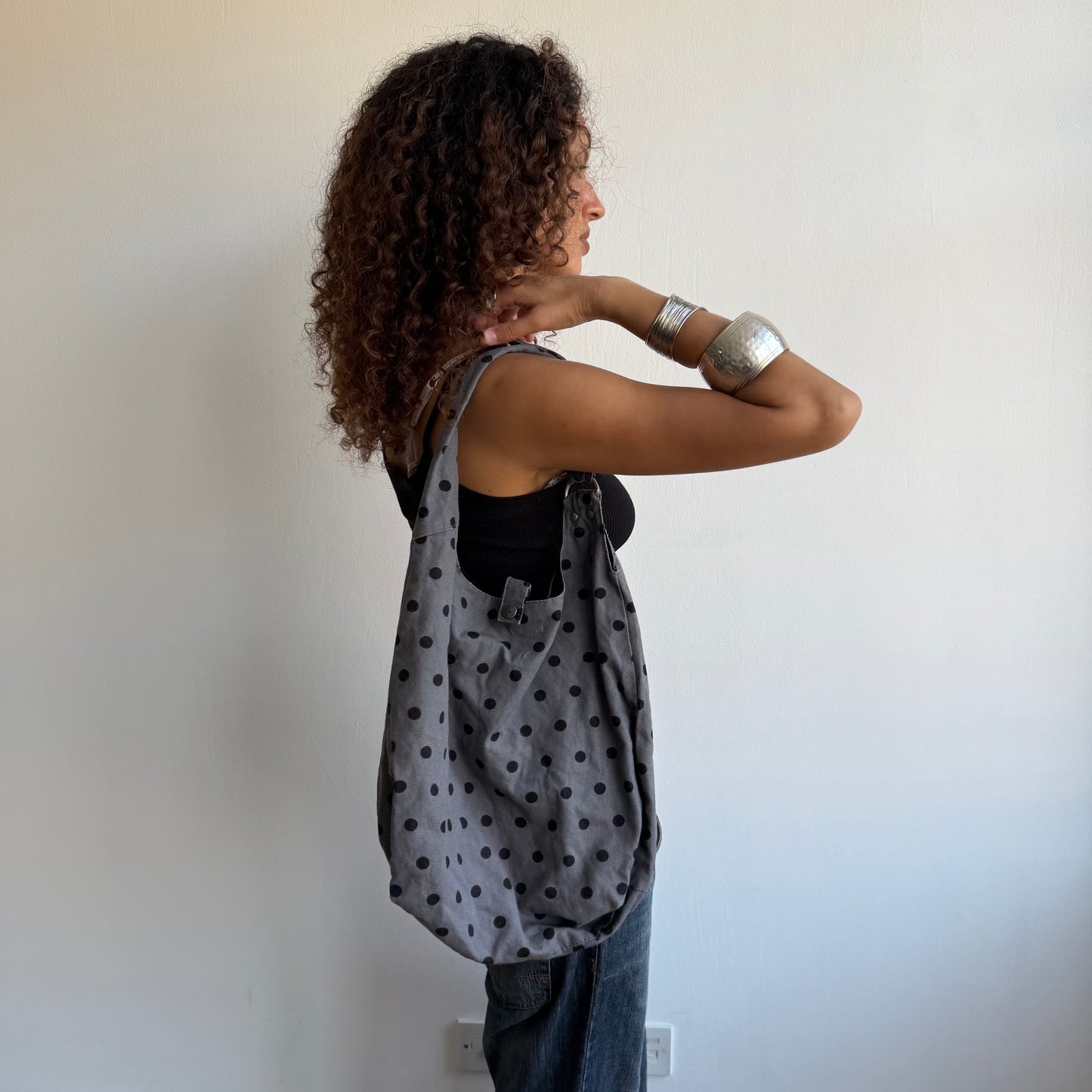 Grey polka dot bag