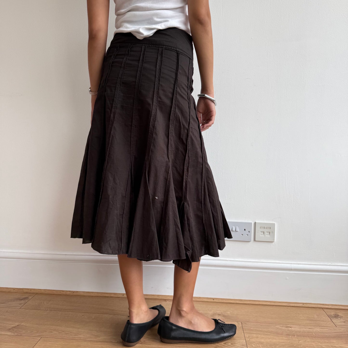 Brown boho midi skirt - Size XS
