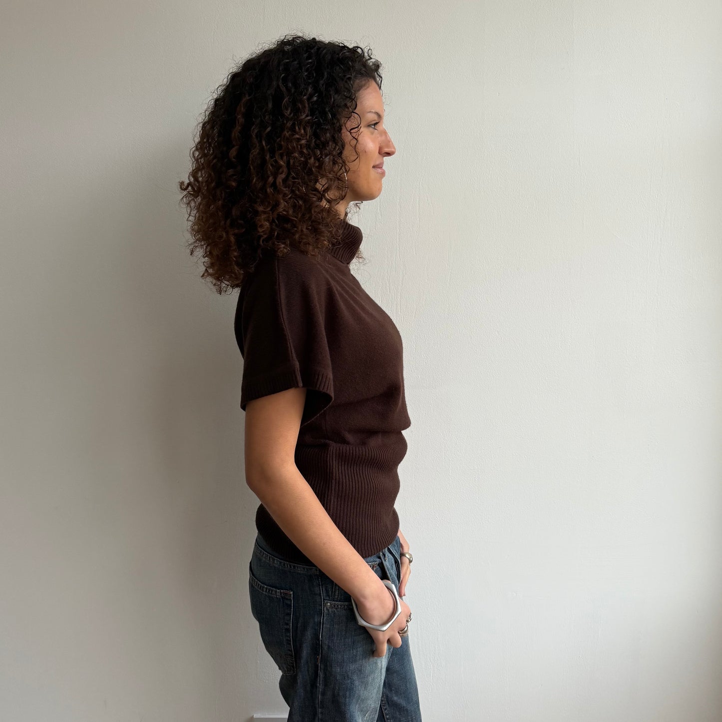 Brown roll neck slouchy knit - Size S/M