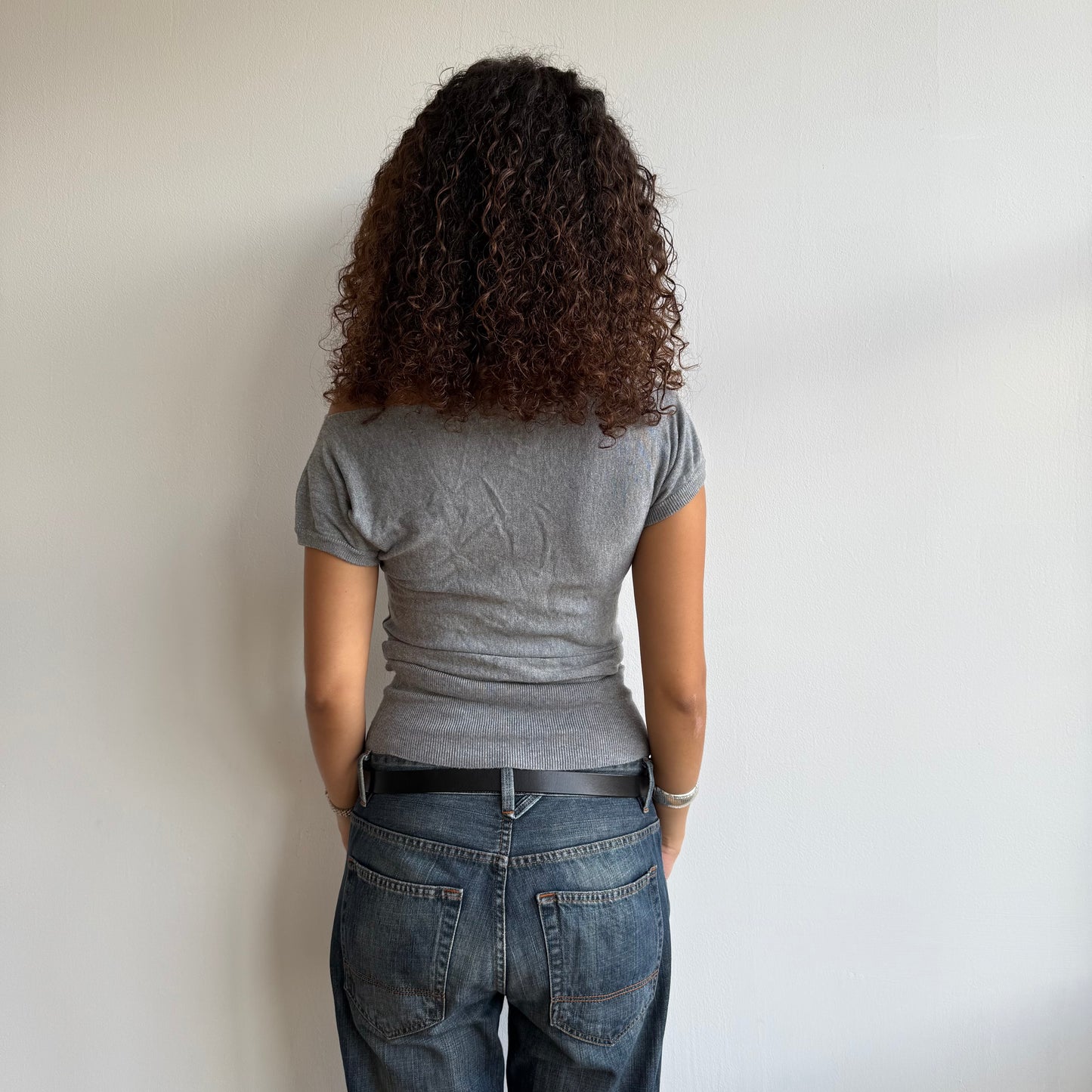 Grey short sleeve slouchy knit - Size S
