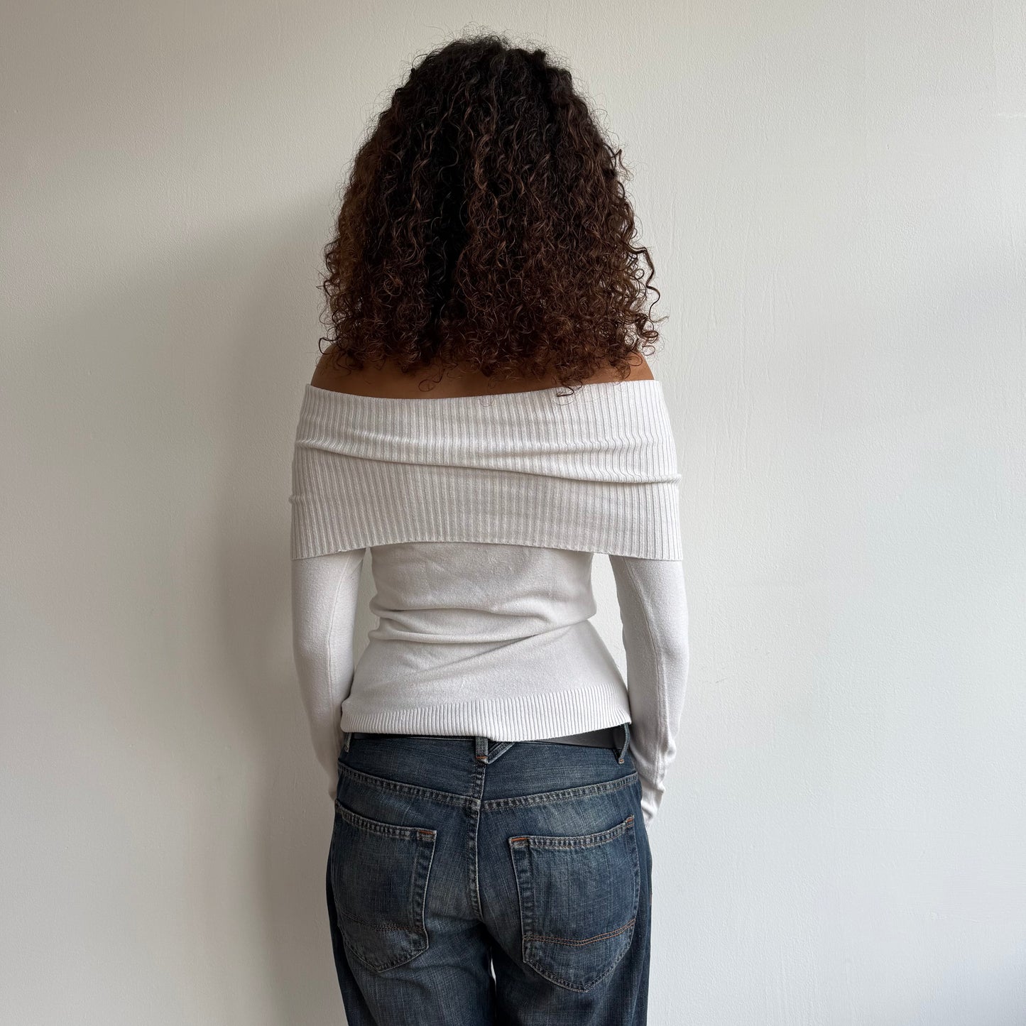 White Bardot knit jumper - Size S/M
