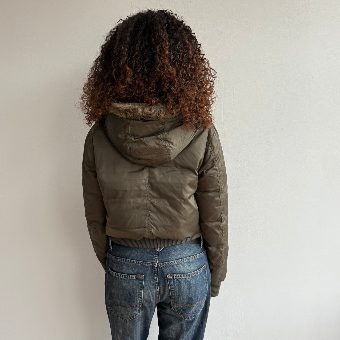 Calvin Klein khaki fur bomber - Size M