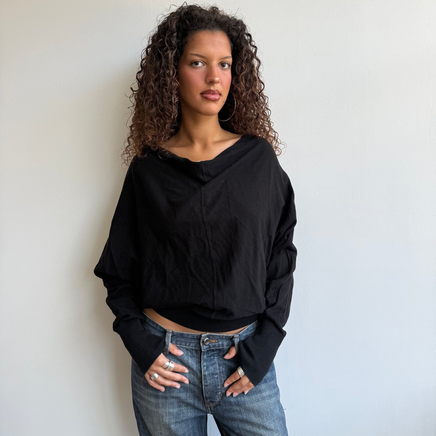 Black slouchy All Saints jumper - Size S