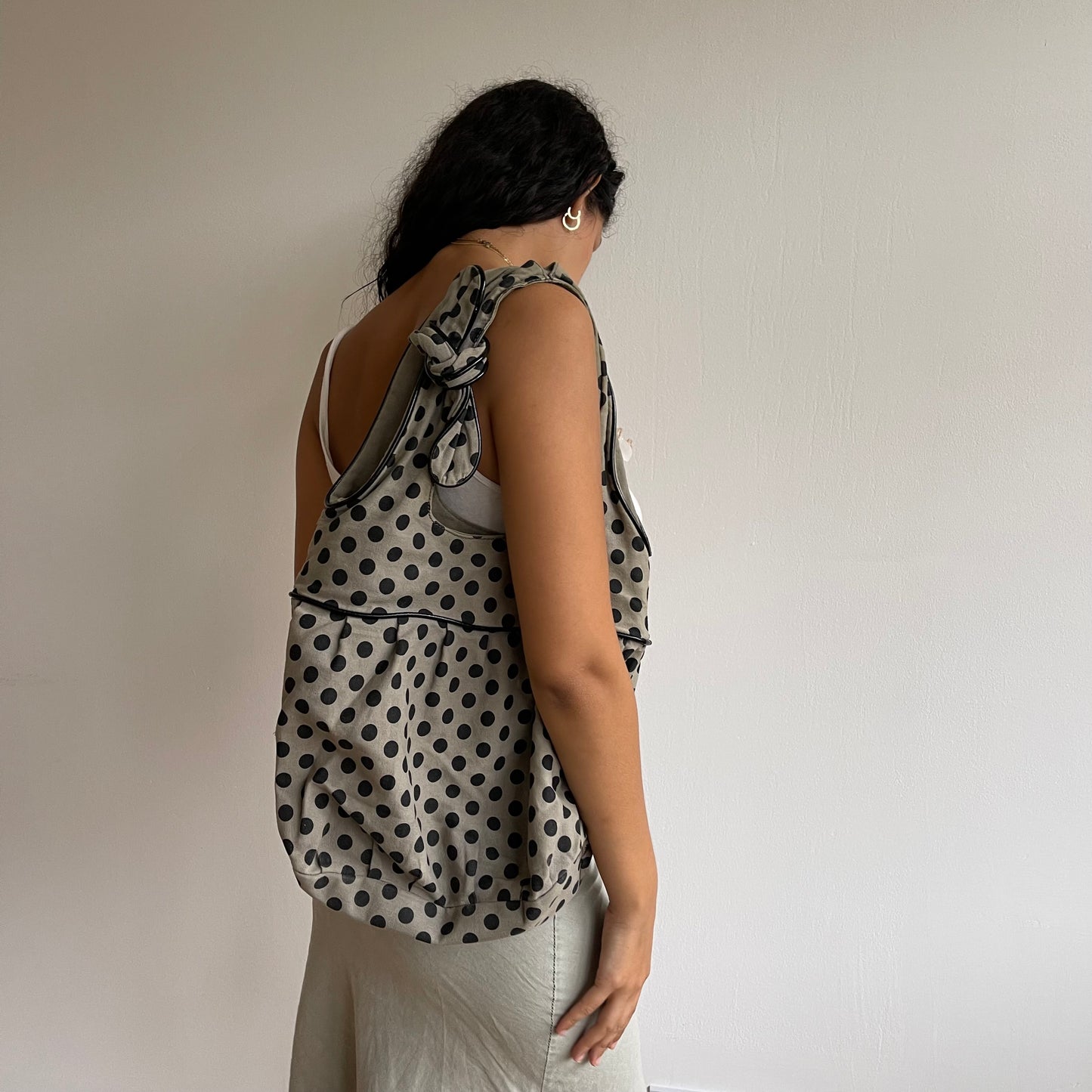 Khaki polka dot bag