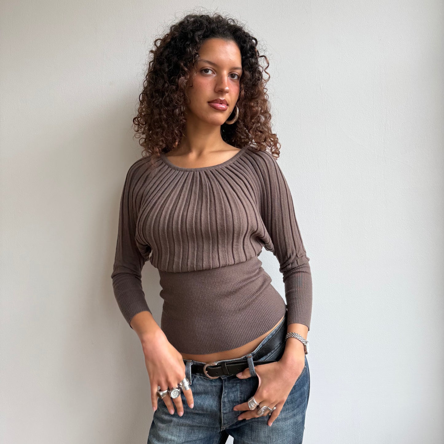 Brown batwing knit - Size S