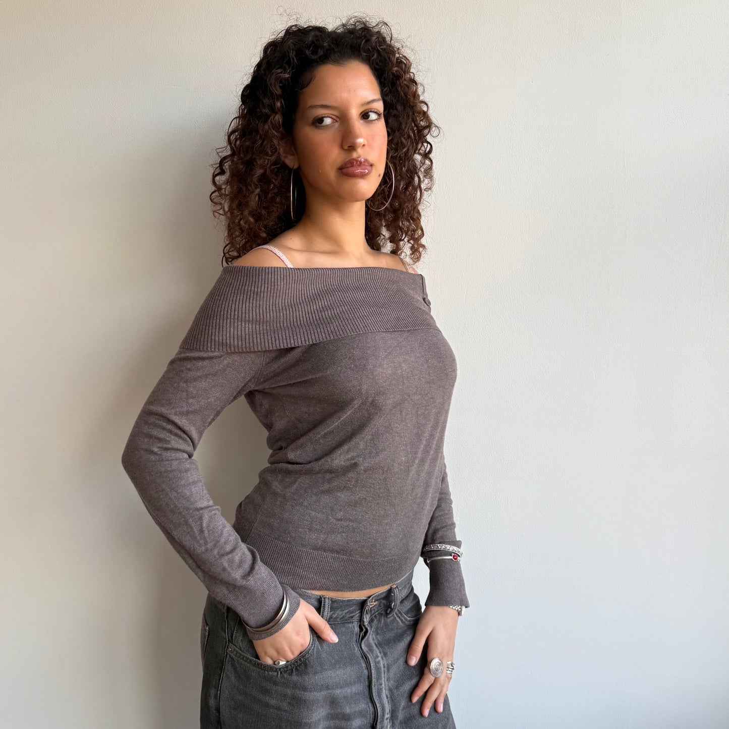 Brown bardot knit - Size S/M