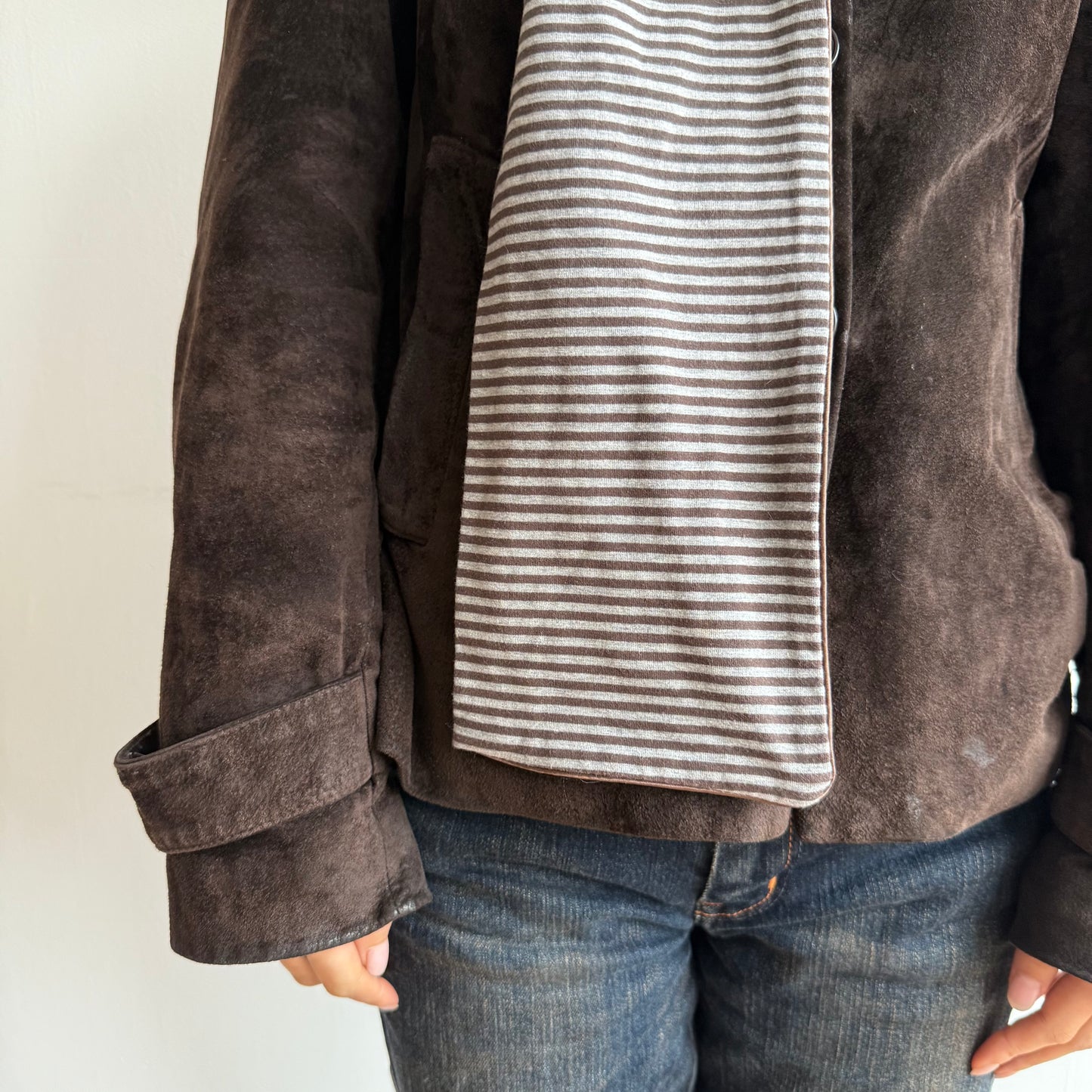 Brown striped scarf - OS