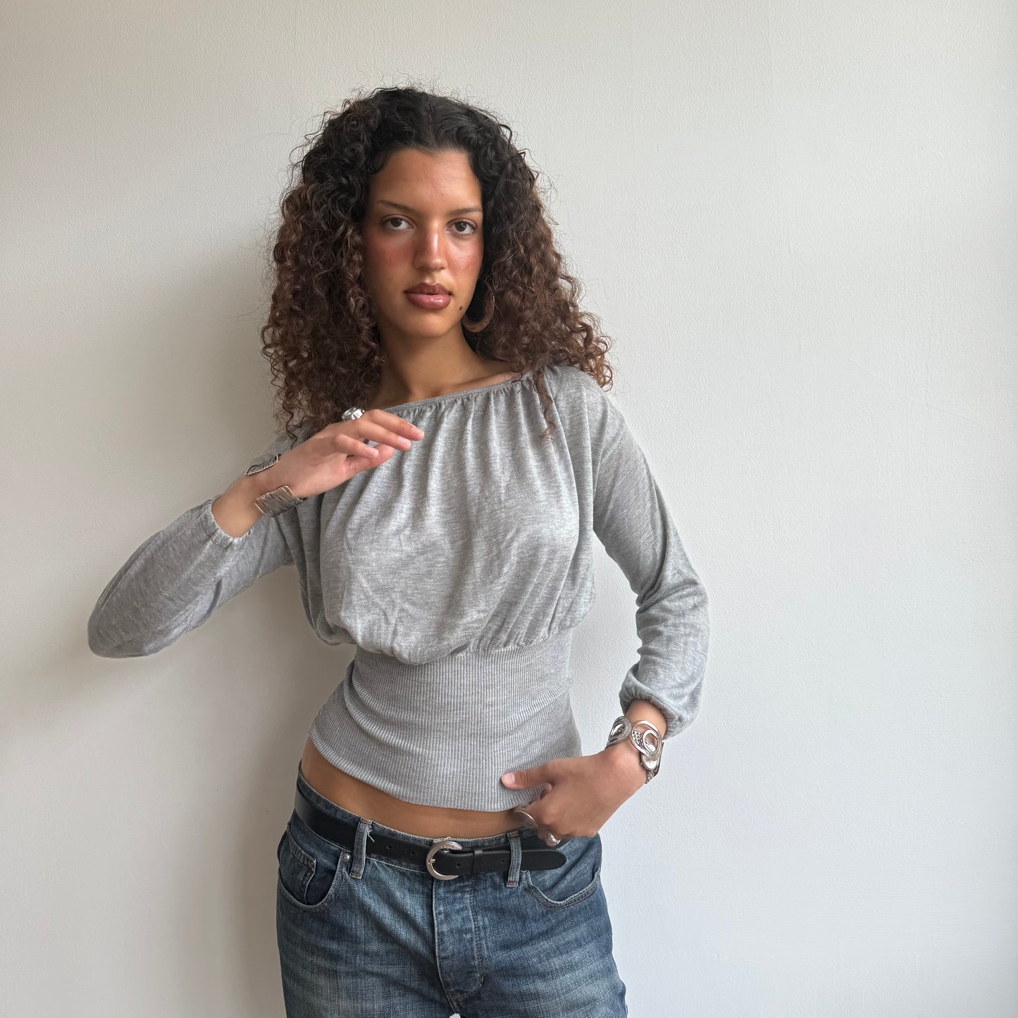 Grey slouchy keyhole knit - Size S