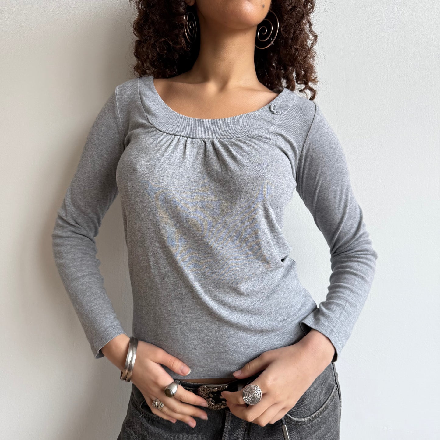 Grey button long sleeve - Size S