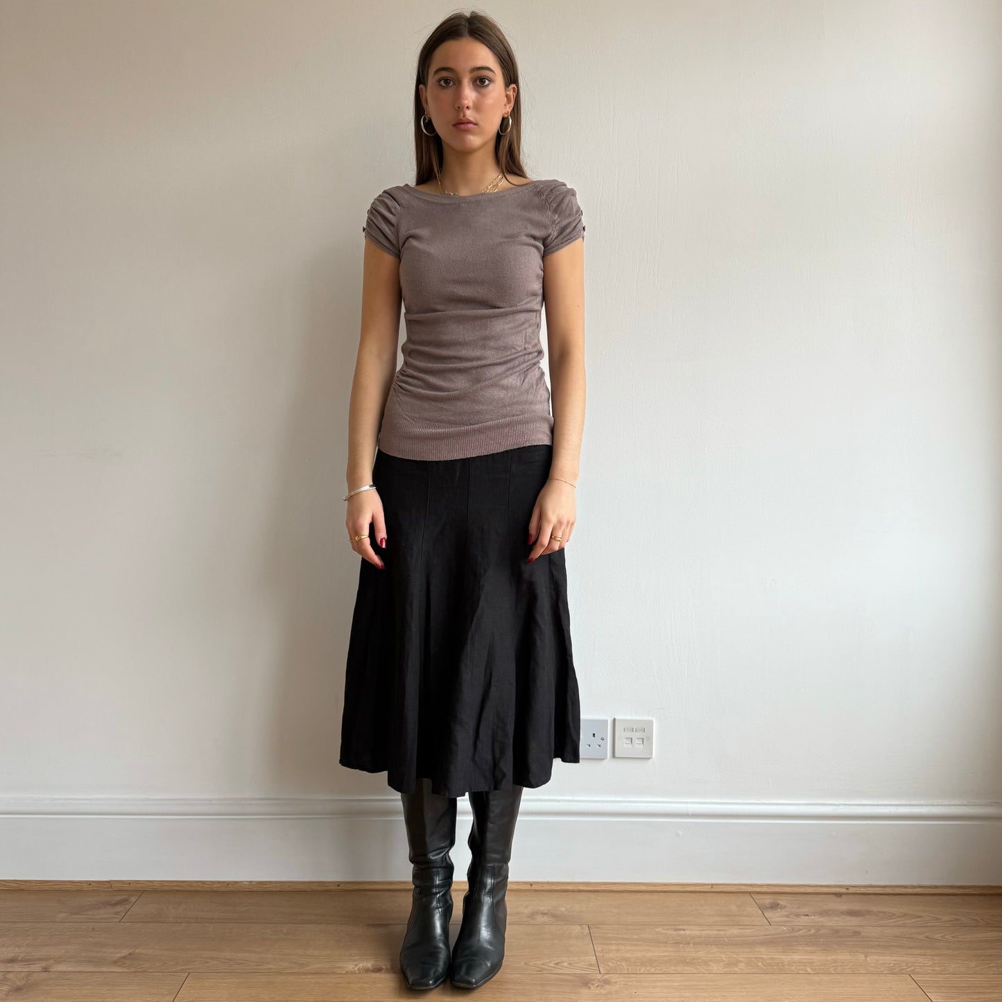 Taupe button knit - Size S