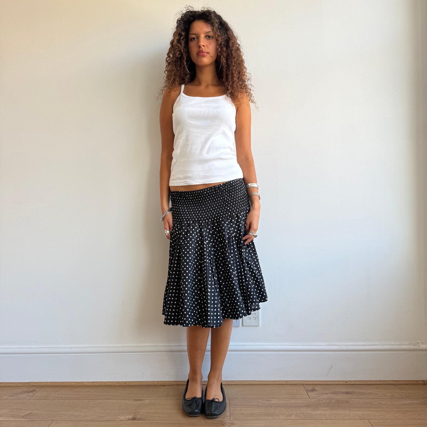 Polka dot ruched midi skirt - Size S-L