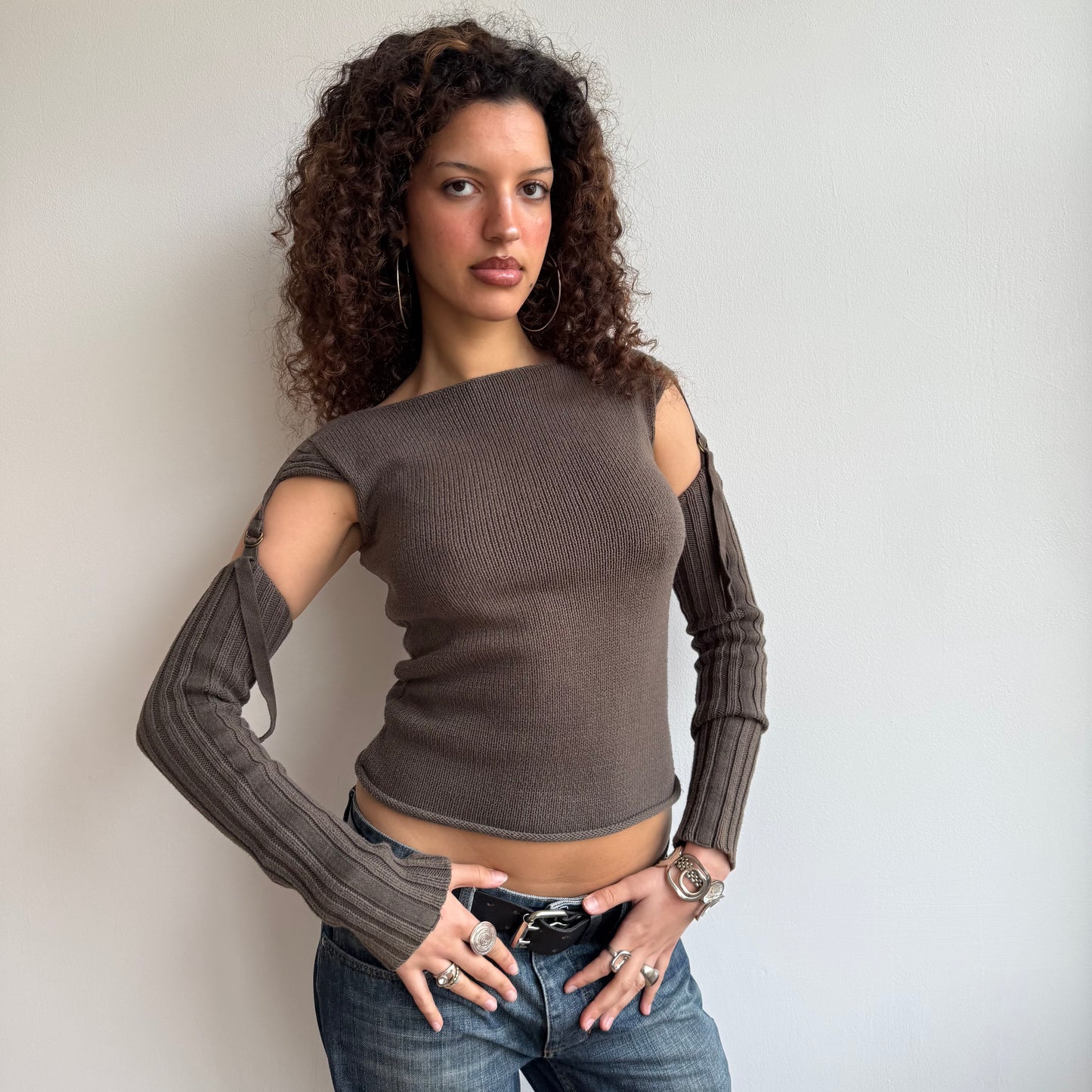 Khaki sleeveless knit - Size S