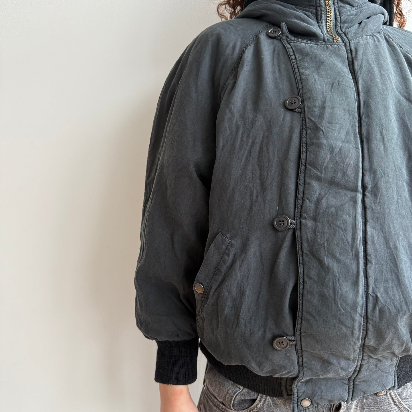 Black silk bomber jacket - Size M