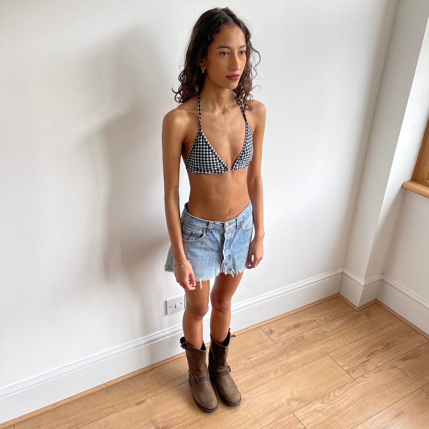 Black gingham bikini - Size XS/S