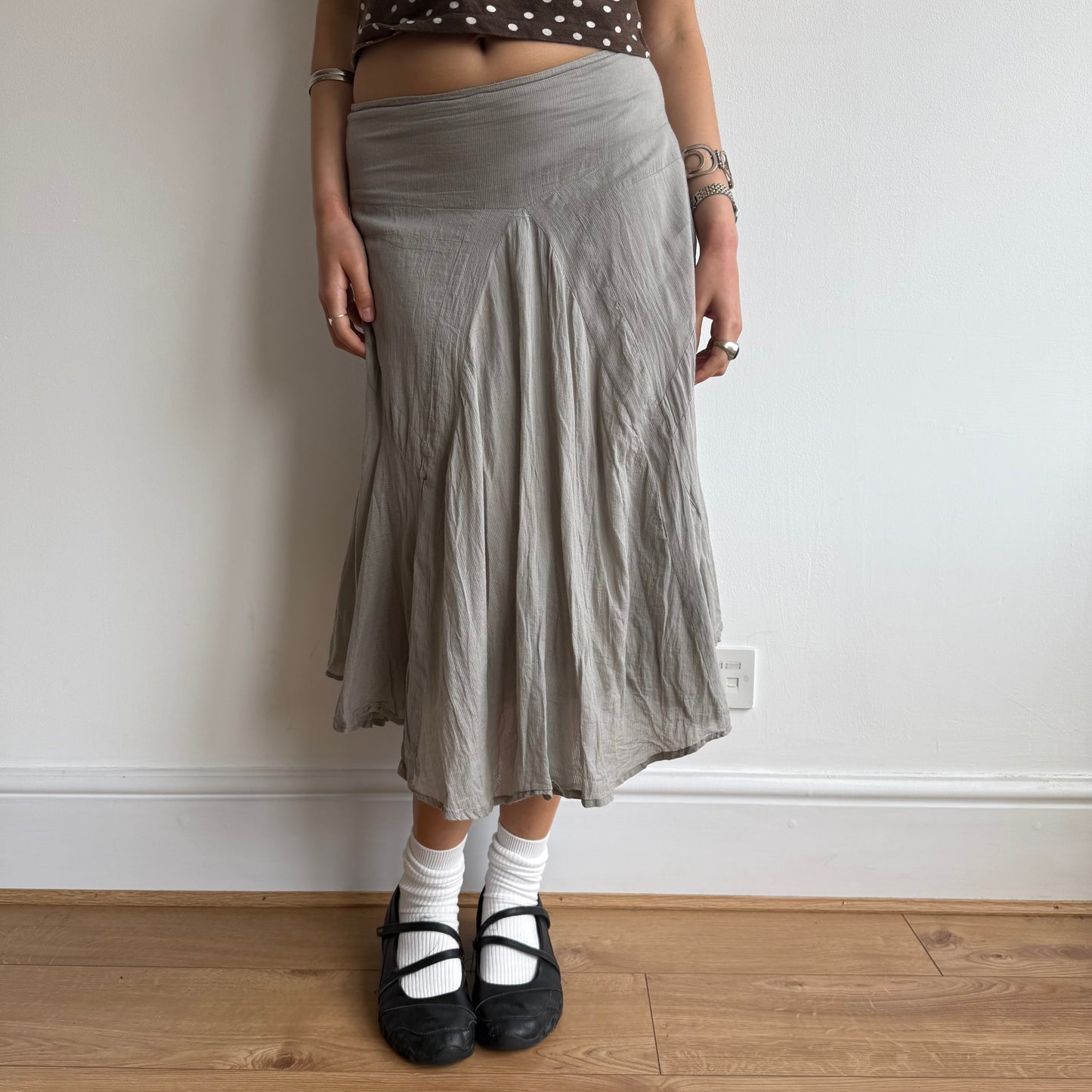 Grey floaty midi skirt - Size S