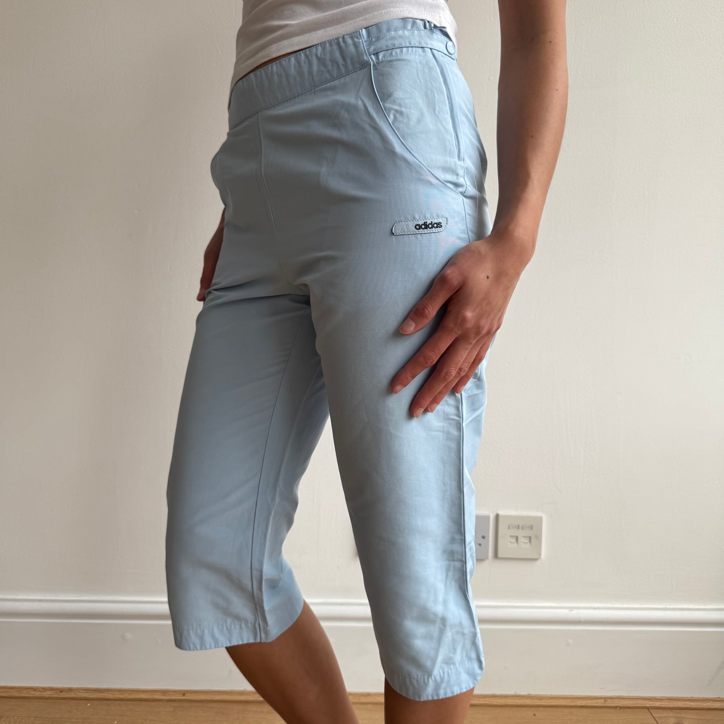 Blue Adidas side tab capris - Size XS