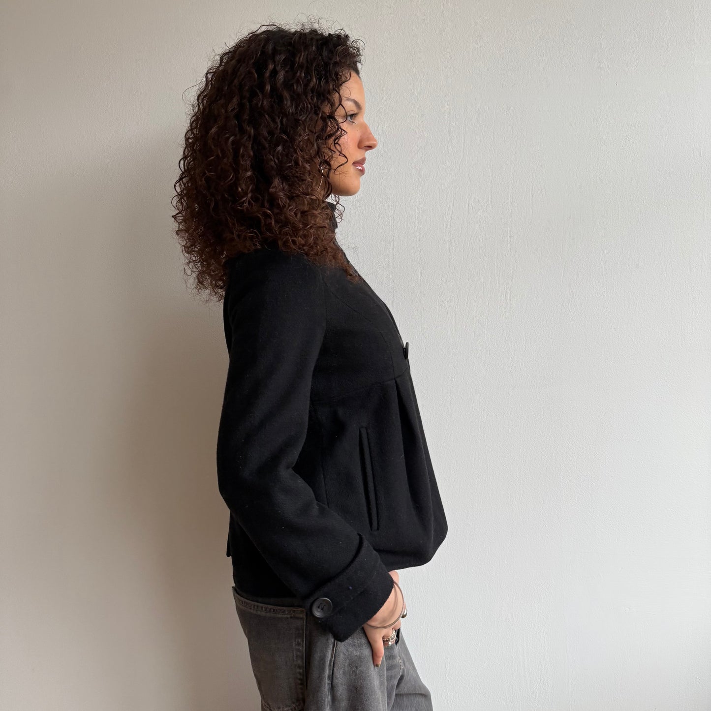 Black double breasted peacoat - Size S