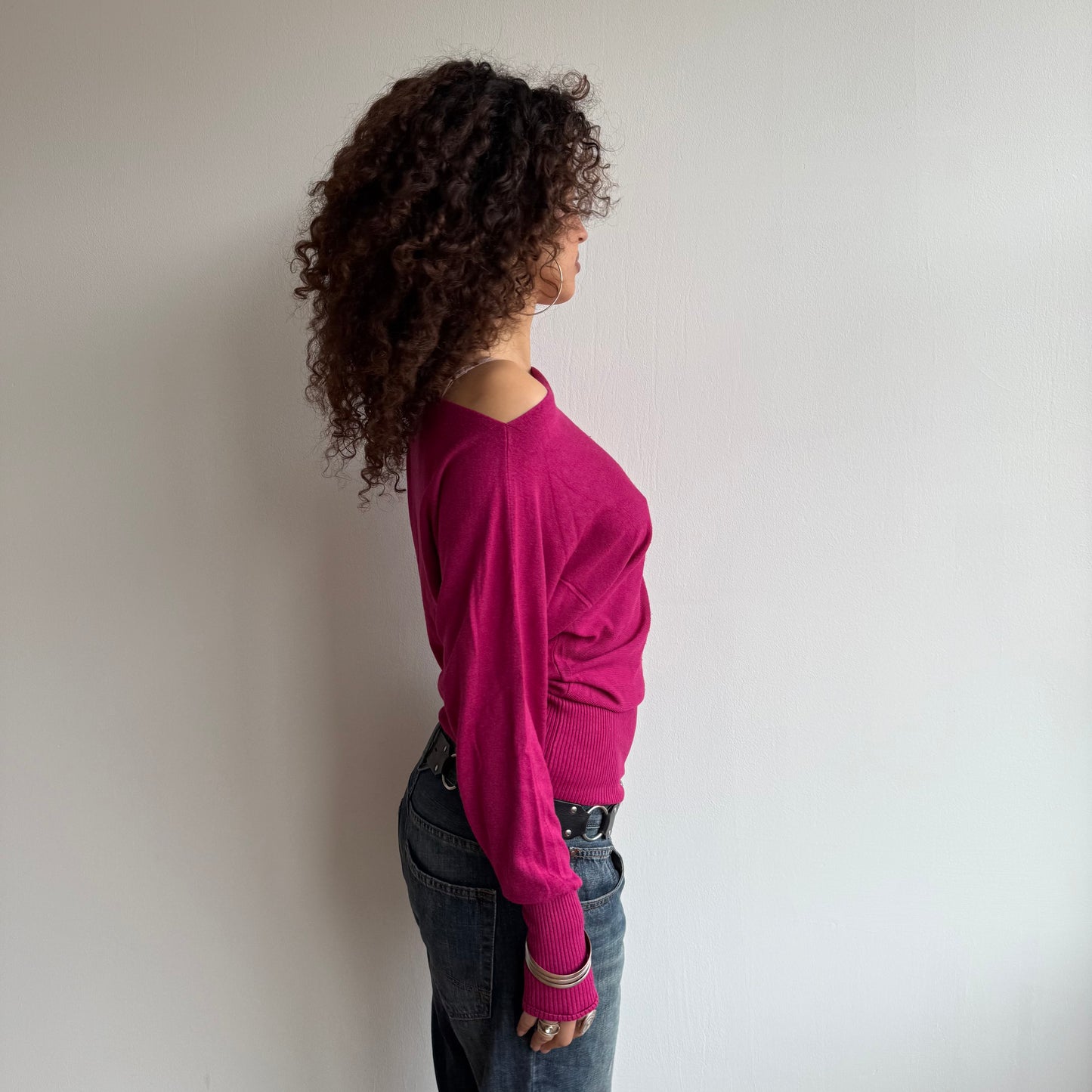Fuschia slouchy knit jumper - Size M