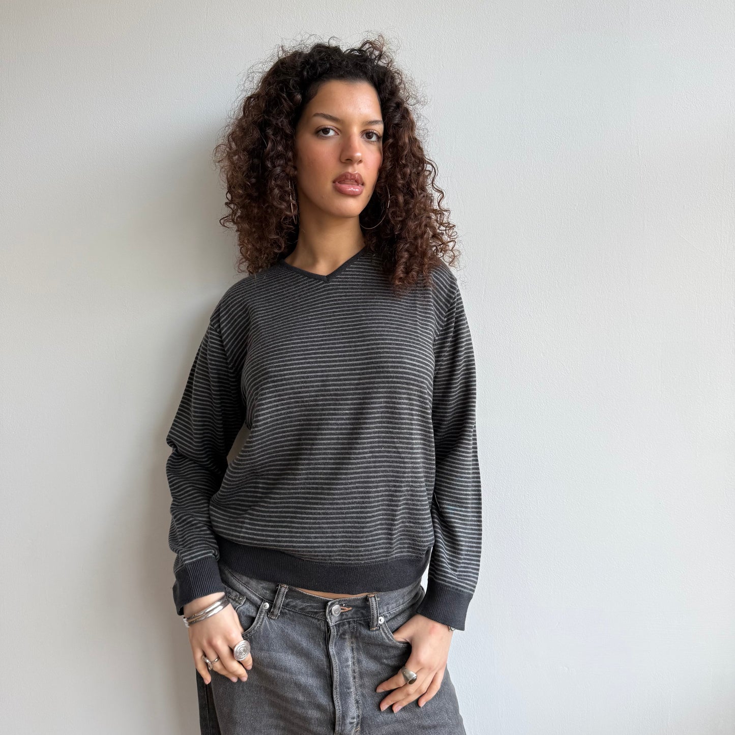 Striped v-neck jumper - Size S