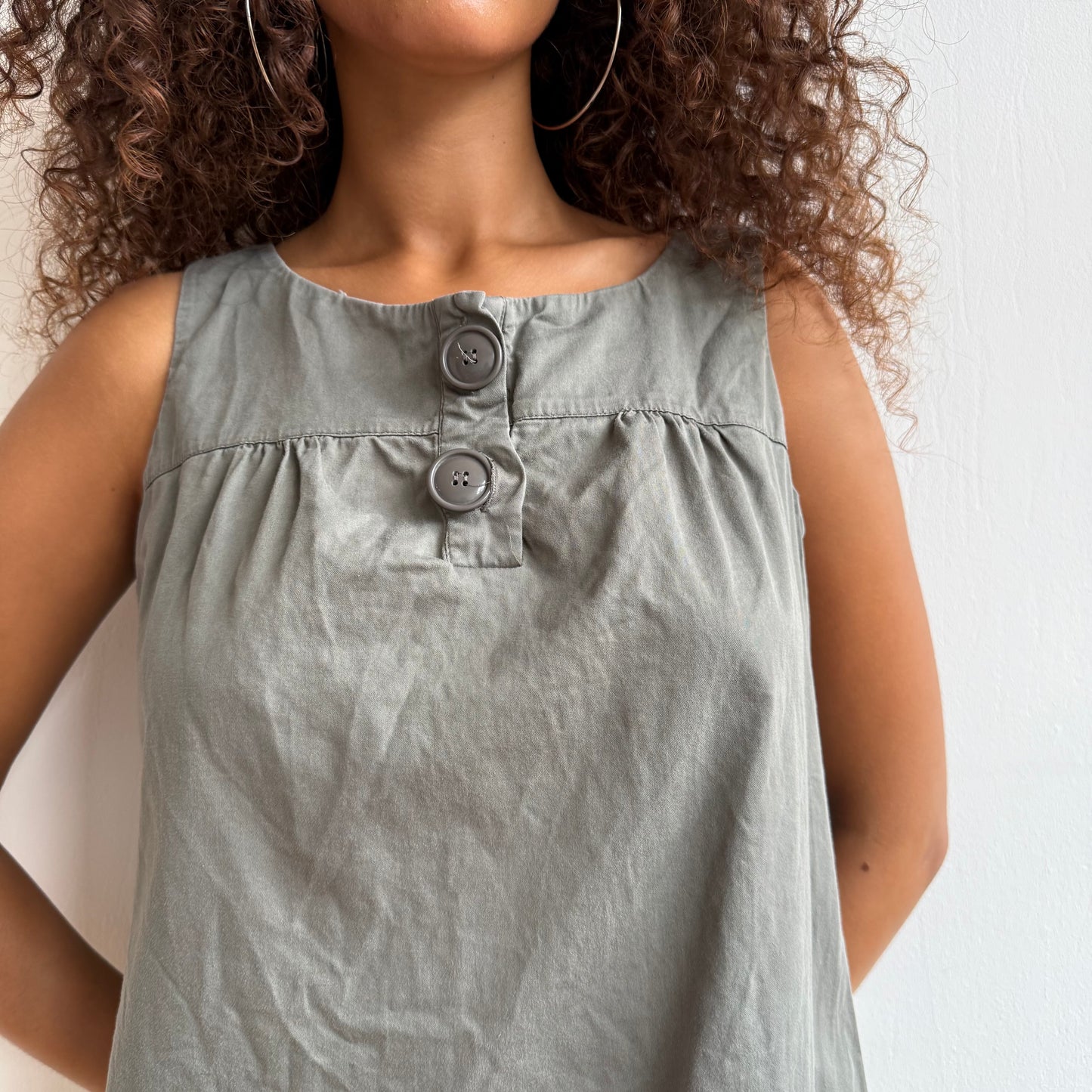 Khaki button dress - Size M