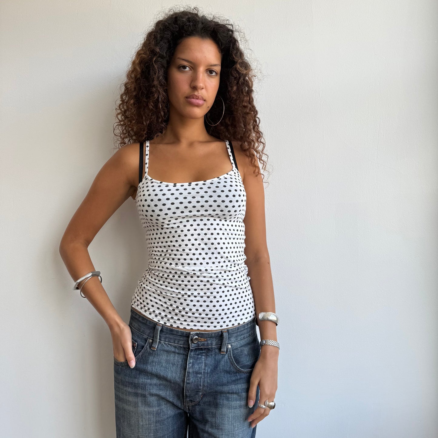 White polka dot cami - Size S
