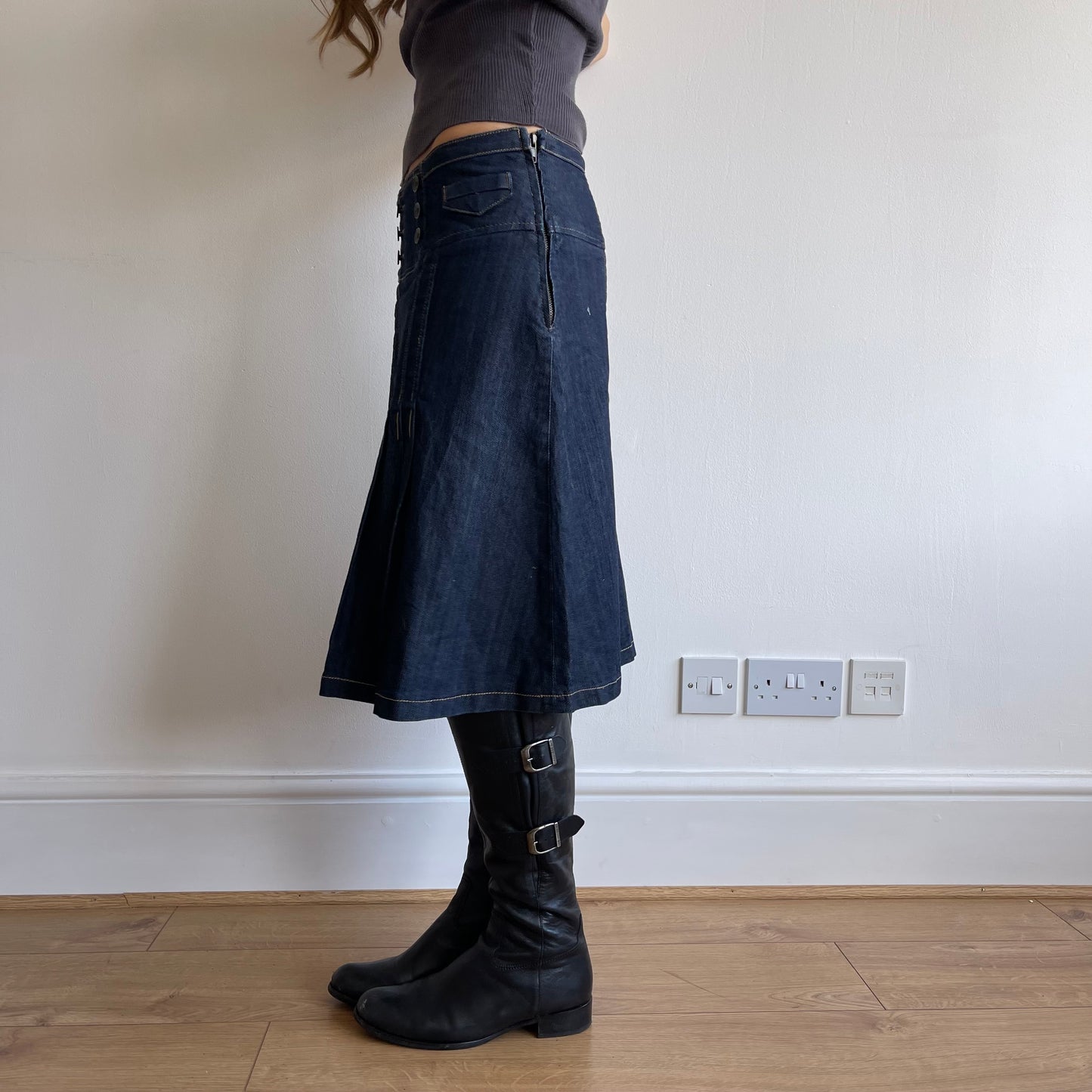 Denim pleat midi skirt - Size S/M