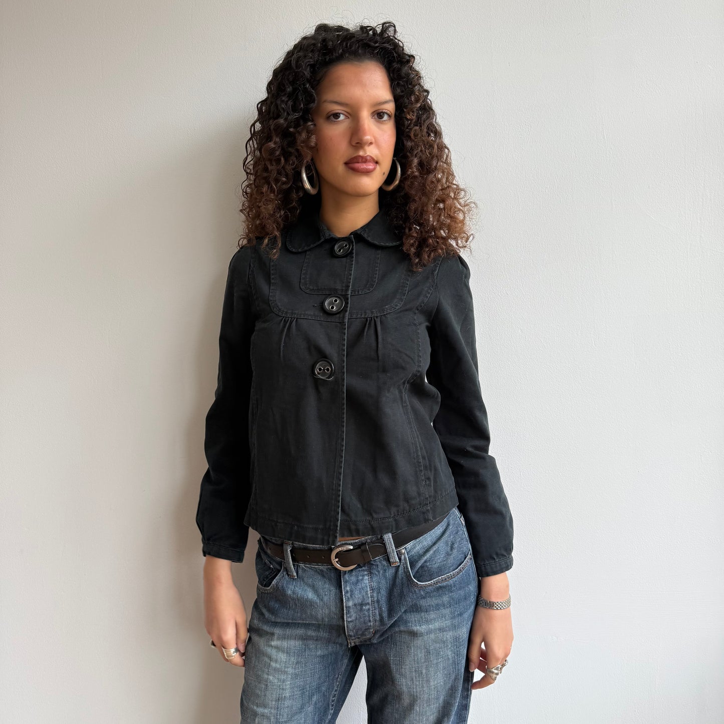 Black 3 button peacoat - Size S/M