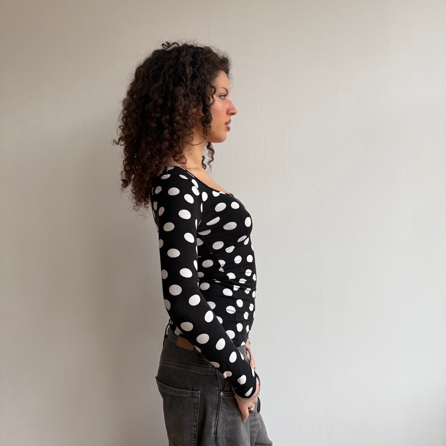 Polka dot long sleeve top - Size S