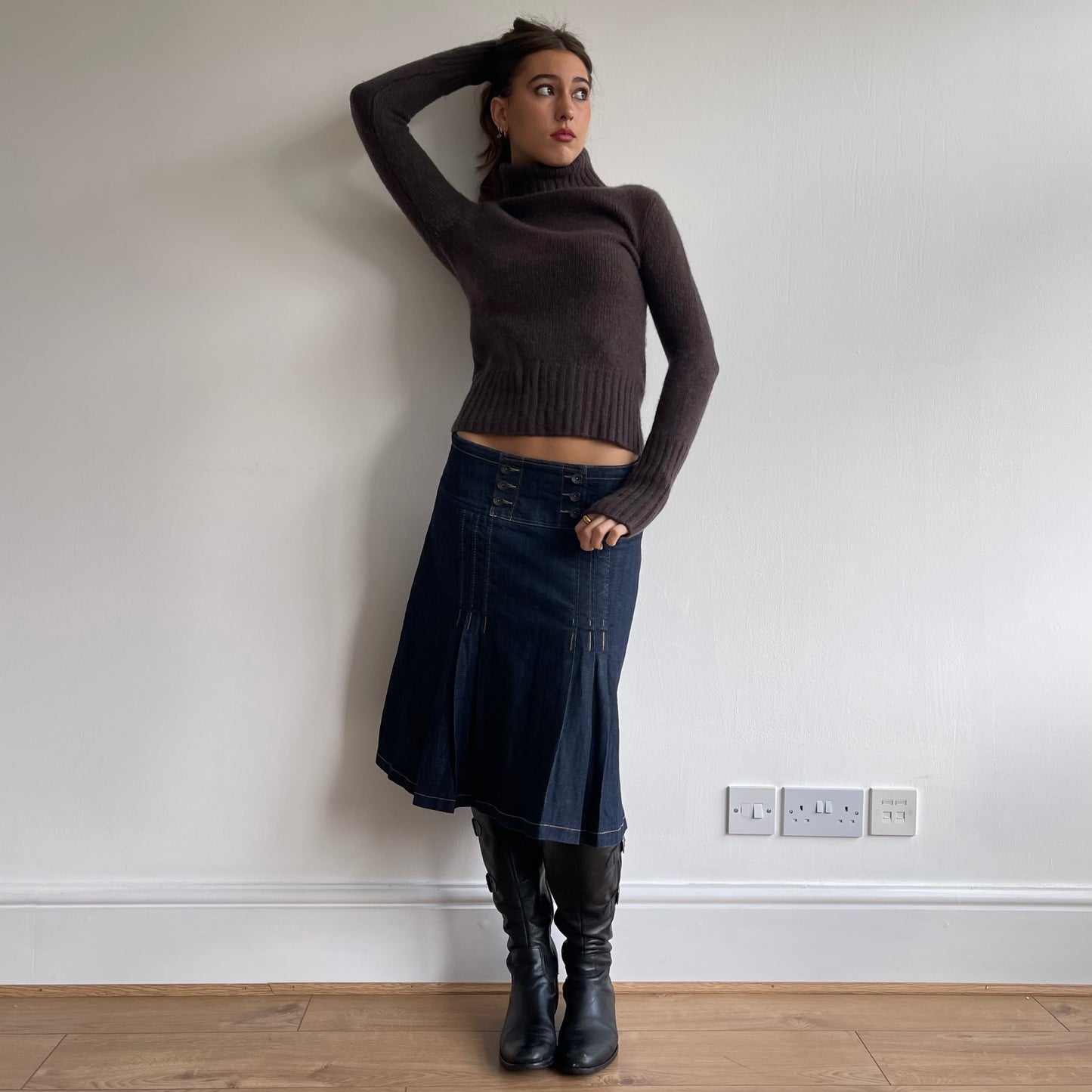 Brown cashmere roll neck - Size S