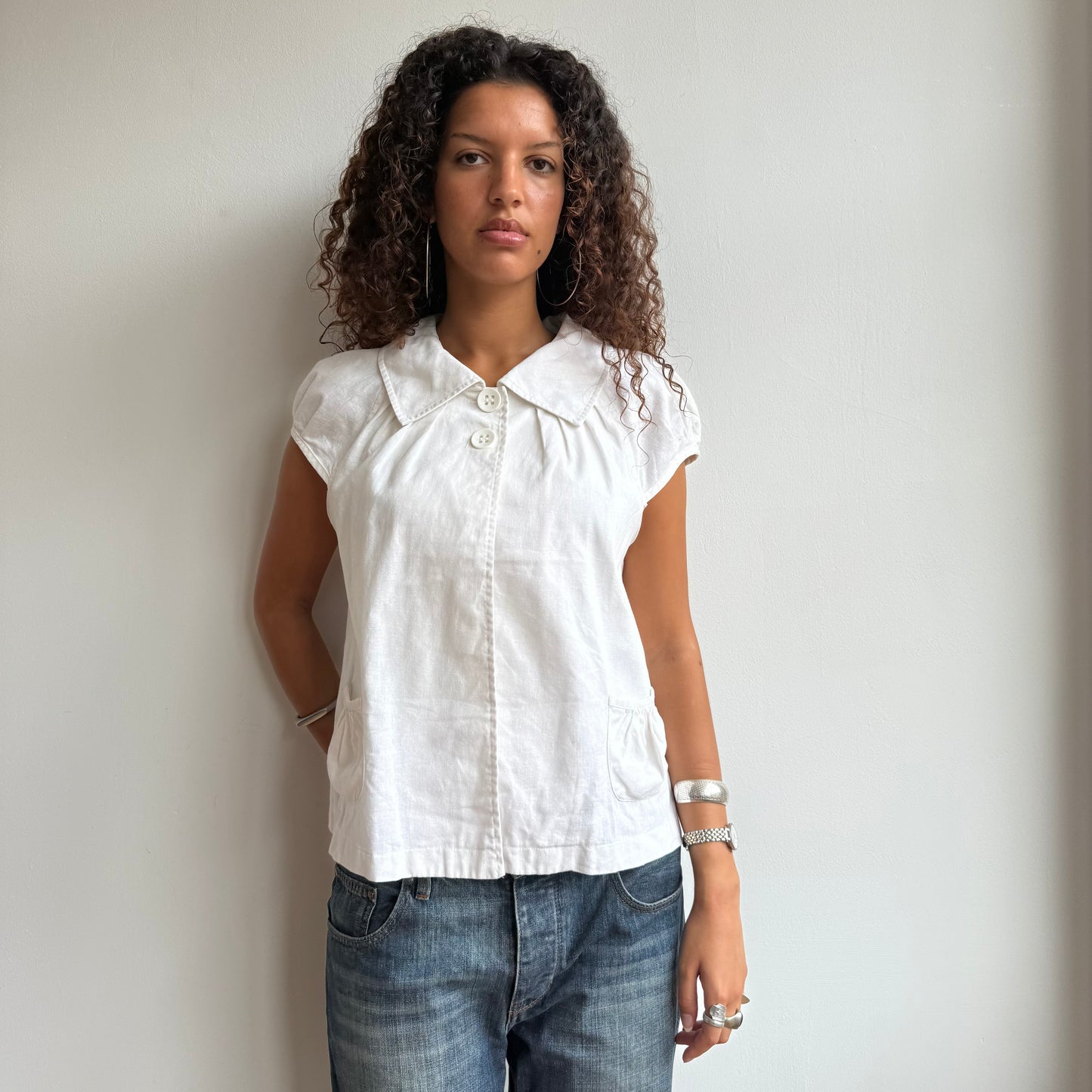White short sleeve peacoat - Size M/L