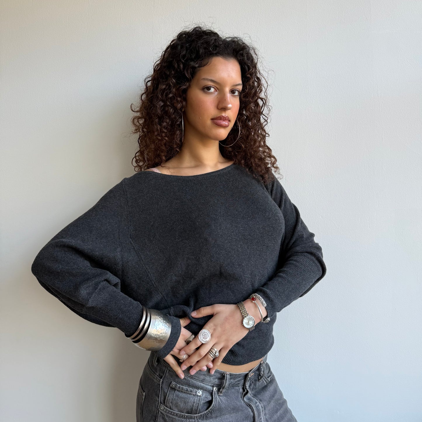 Grey batwing knit - Size S