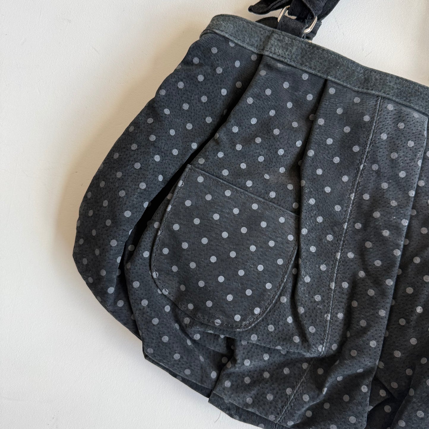 Suede polka dot bag