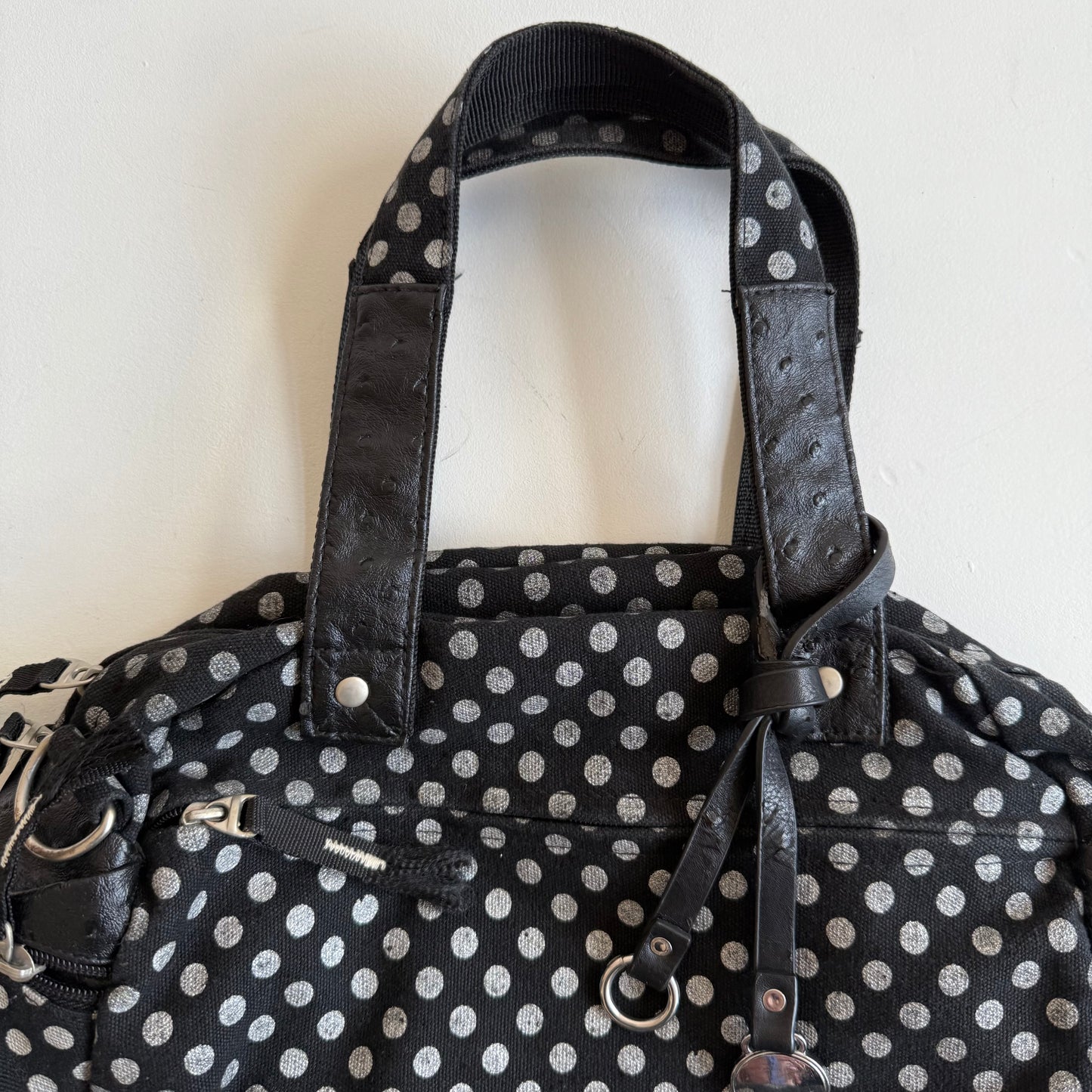 Polka dot bowler bag