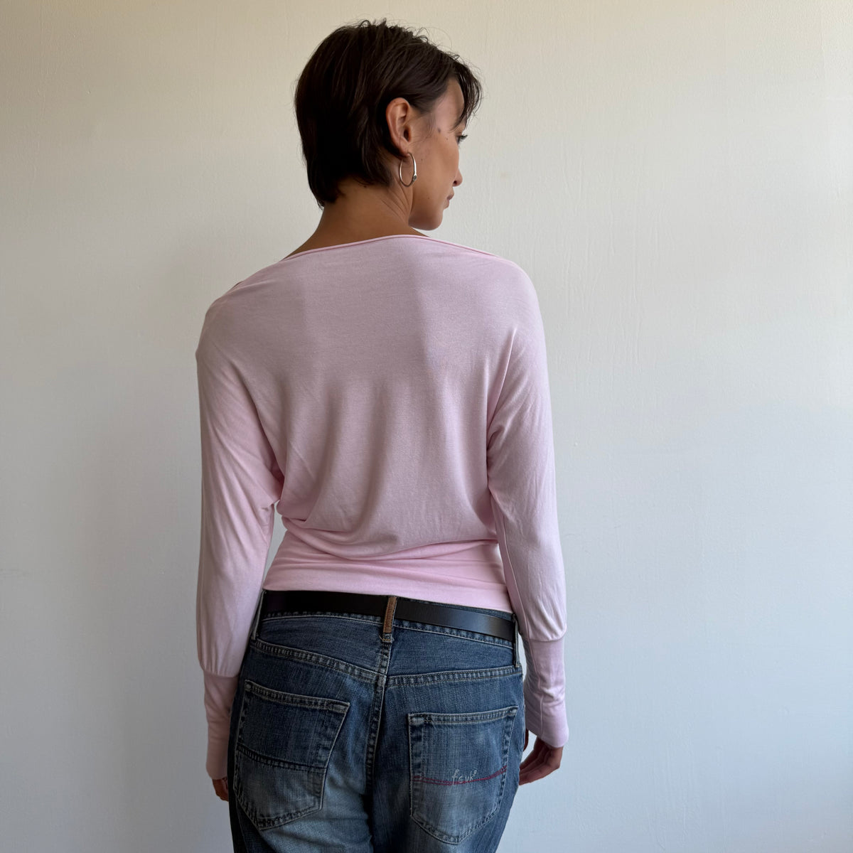 Pink batwing slouchy top - Size S