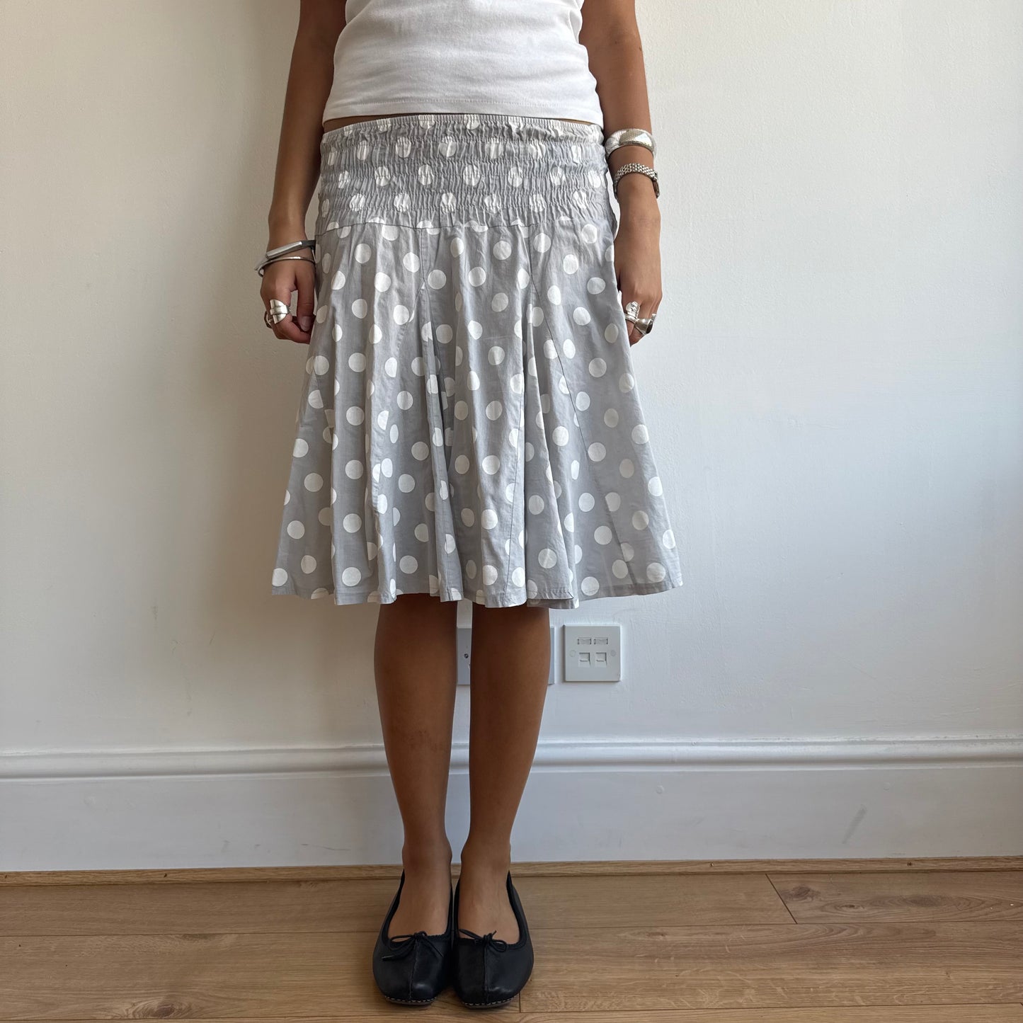 Light grey polka dot midi skirt - Size S