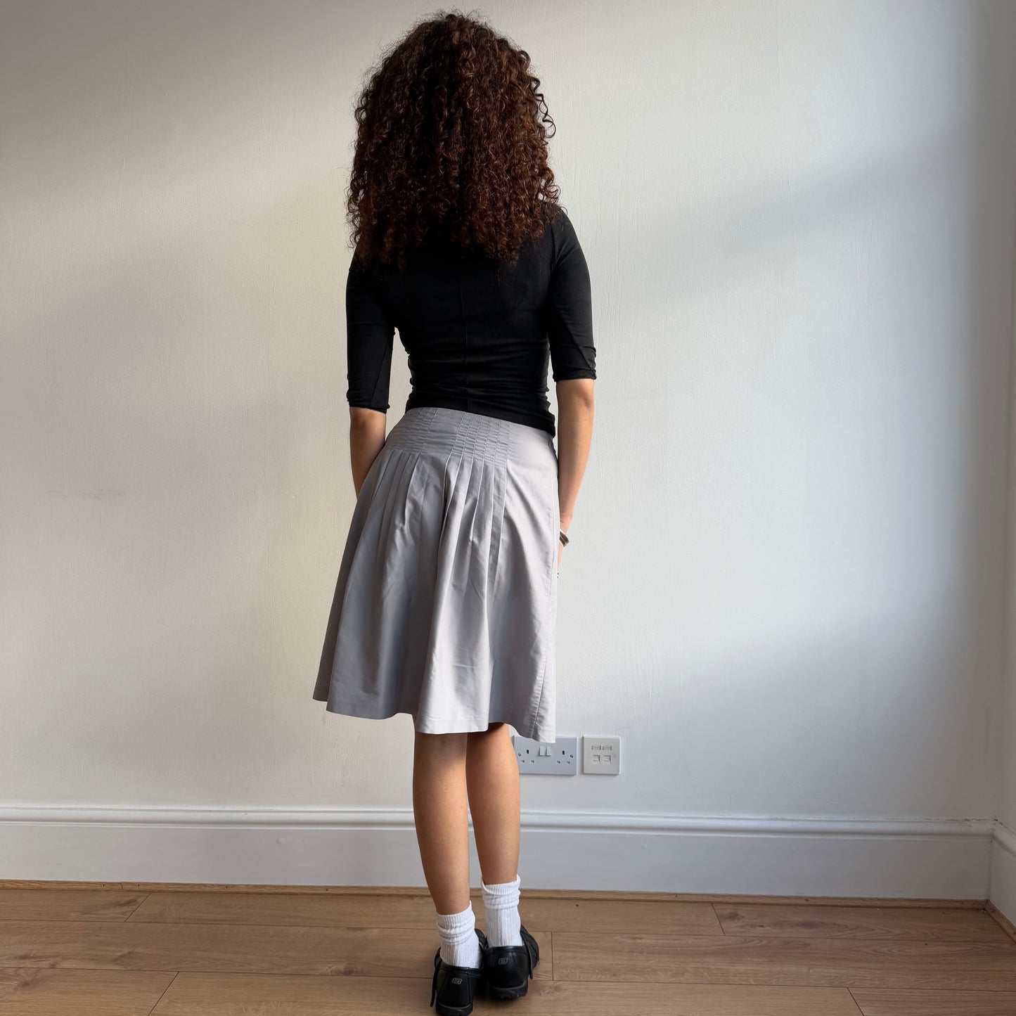 Grey pleat midi skirt - Size S